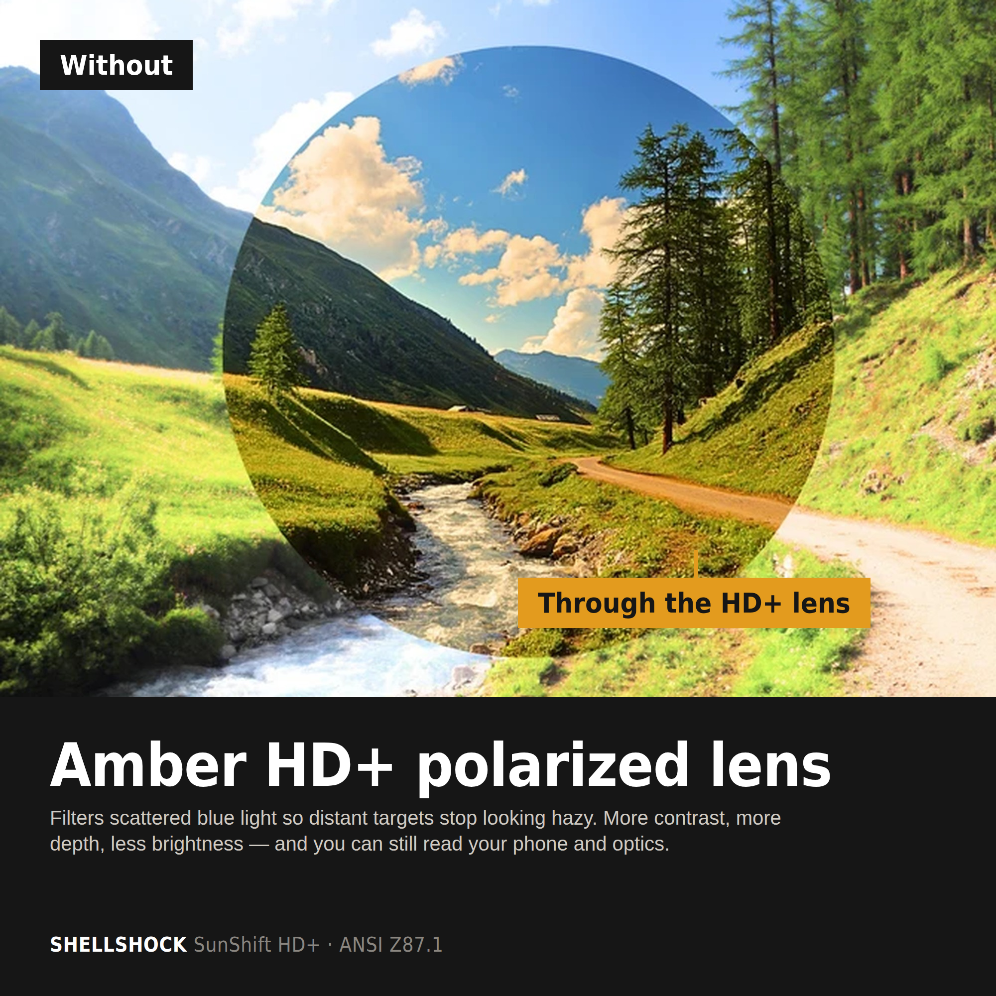 ShellShock SunShift HD+ Polarized Safety Sunglasses — Z87.1