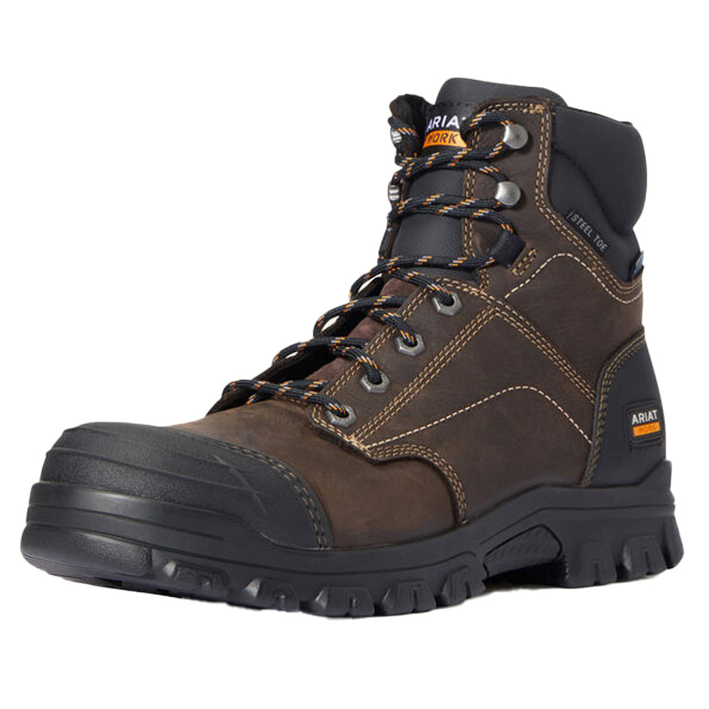 Steel Toe Boots - Durable Leather 6 Inch Shaft Work Safety Shoes with Slip Resistant Sole