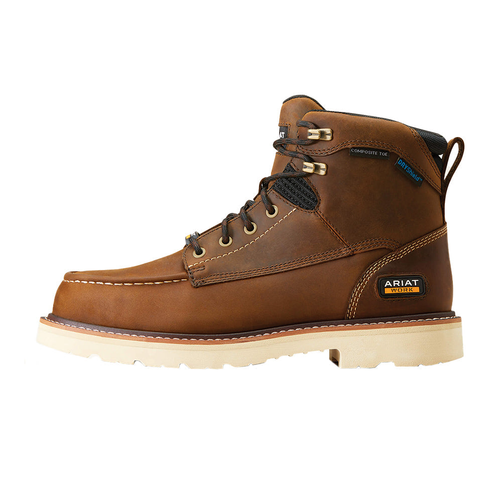 Composite Toe Work Boots – Waterproof Durable Leather Moc Toe Boots with Shock Absorbing Soles