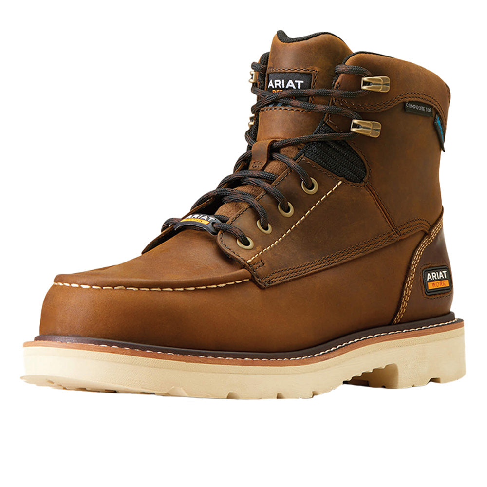 Composite Toe Work Boots – Waterproof Durable Leather Moc Toe Boots with Shock Absorbing Soles