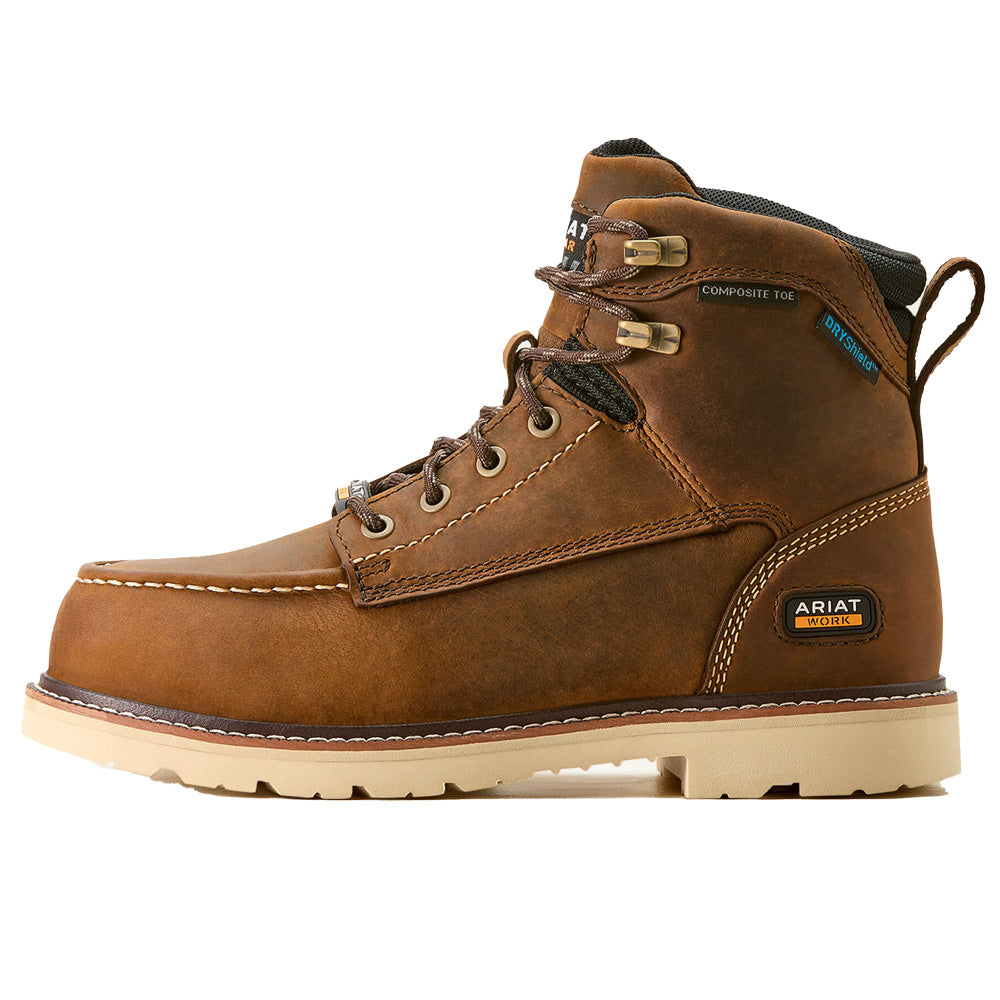 Women's Composite Toe Boots - Lightweight Waterproof Work Boots with Moc Toe Design