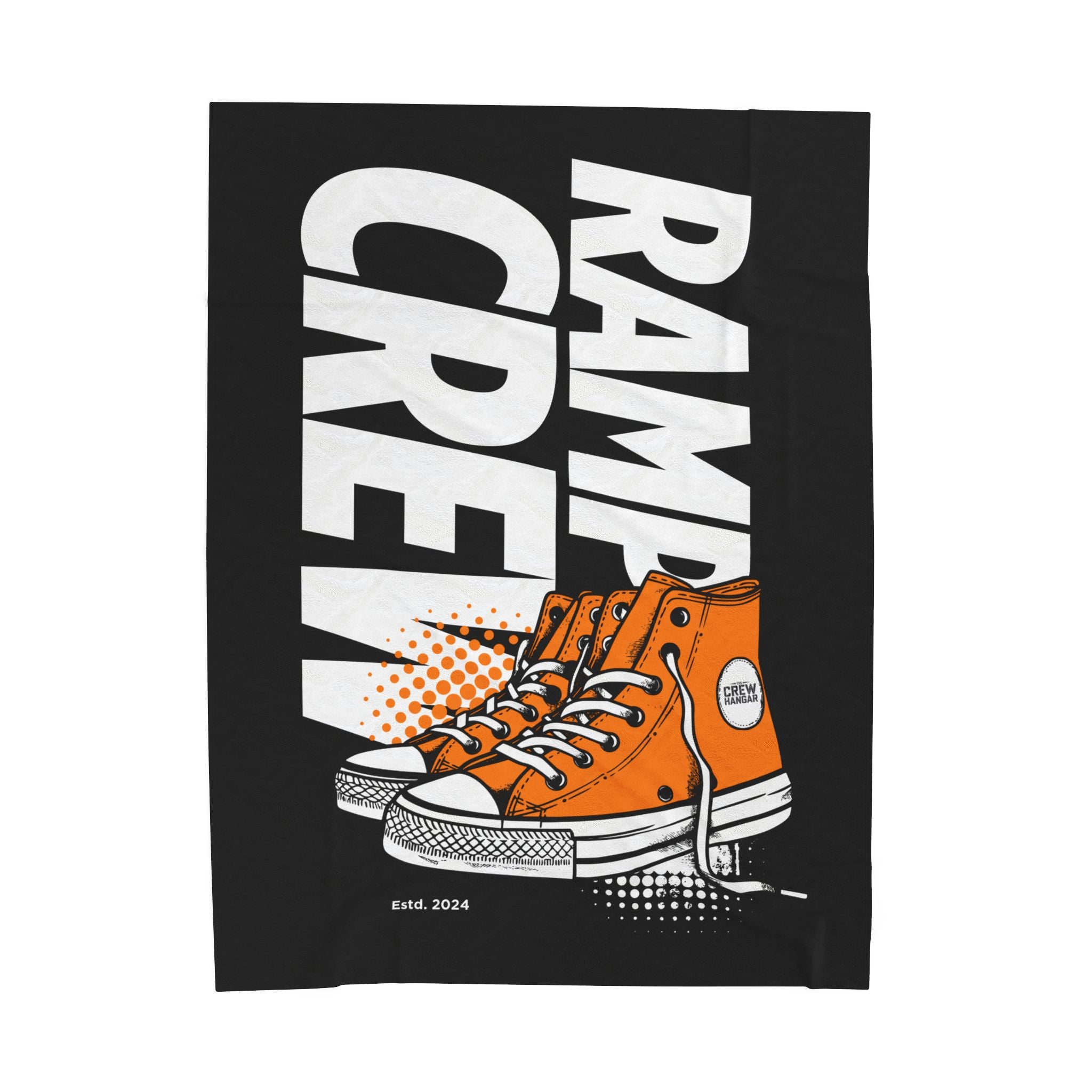 Velveteen Plush Blanket – 'Ramp Crew' Orange Sneaker Graphic Throw