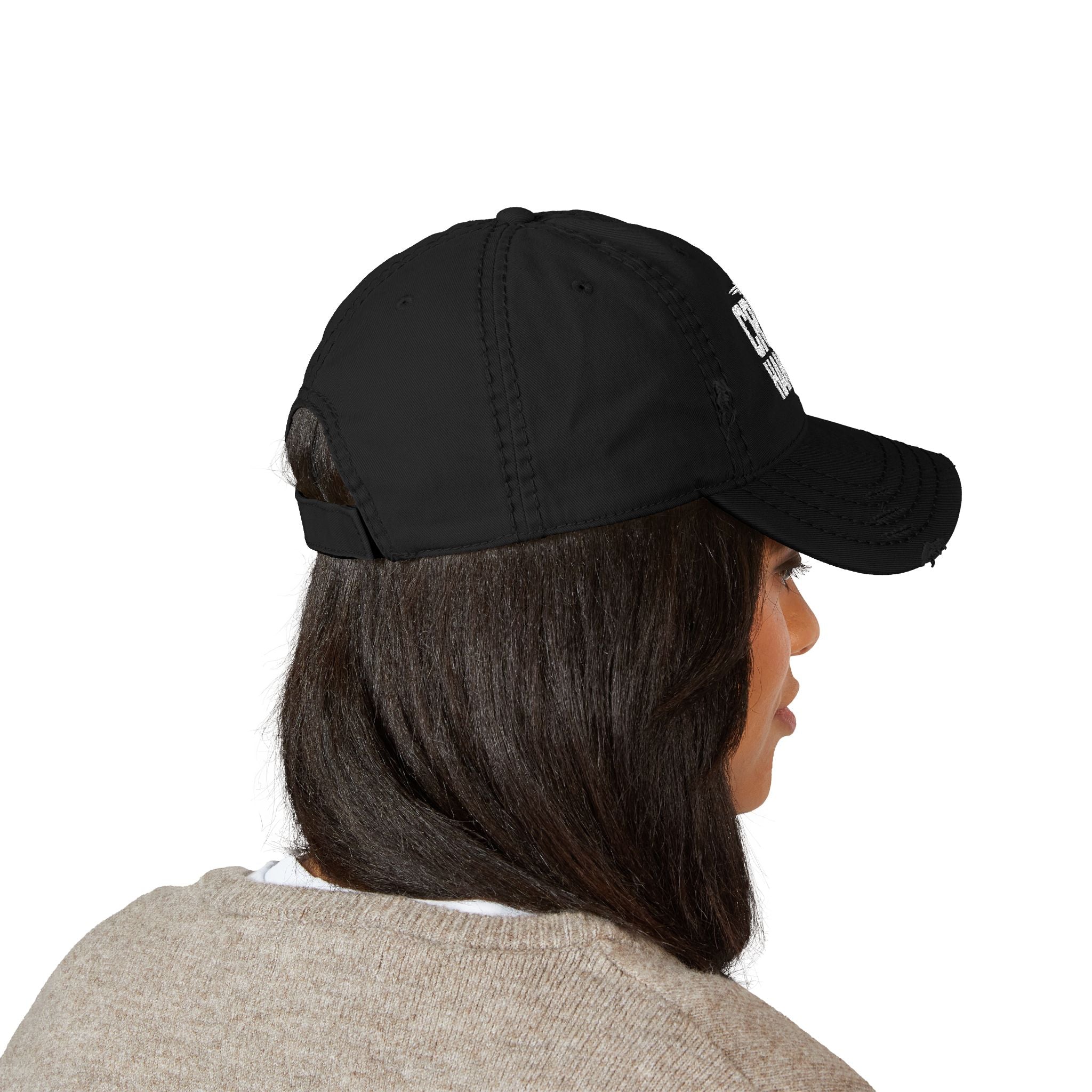 Distressed Embroidered Dad Hat - Casual Vintage Cap for Everyday Wear