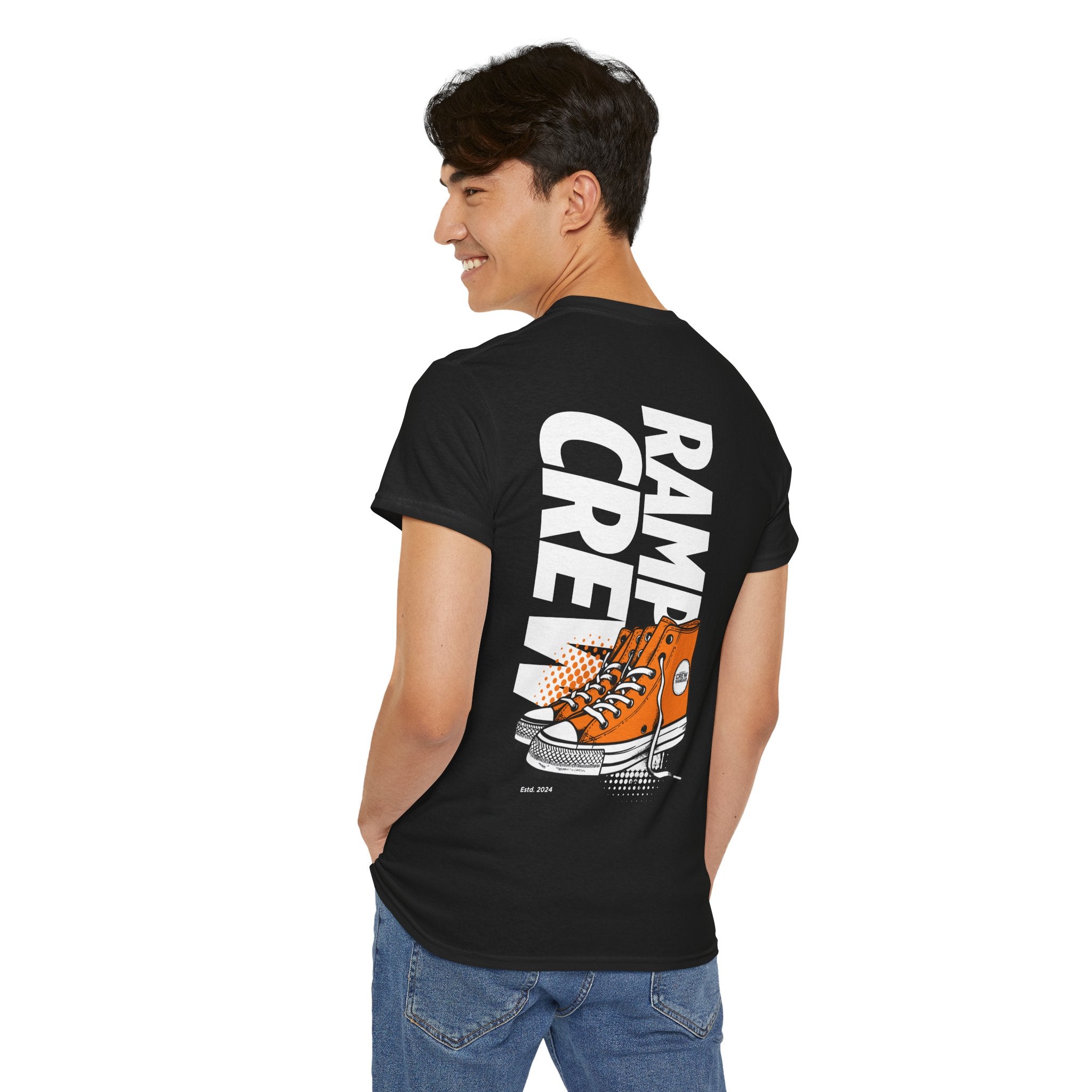 Graphic Tee — 'Ramp Crew' Orange Sneaker Skate Shirt