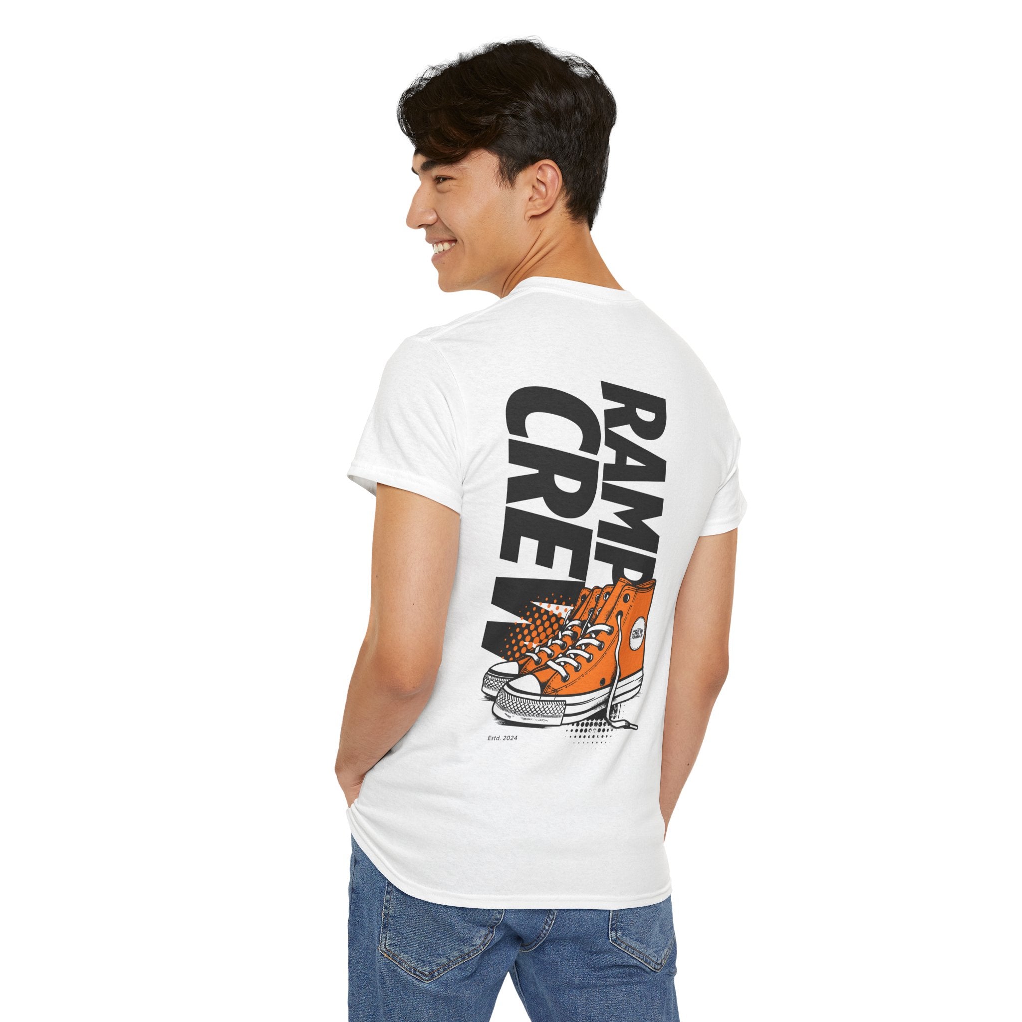 Graphic Tee — 'Ramp Crew' Orange Sneaker Skate Shirt