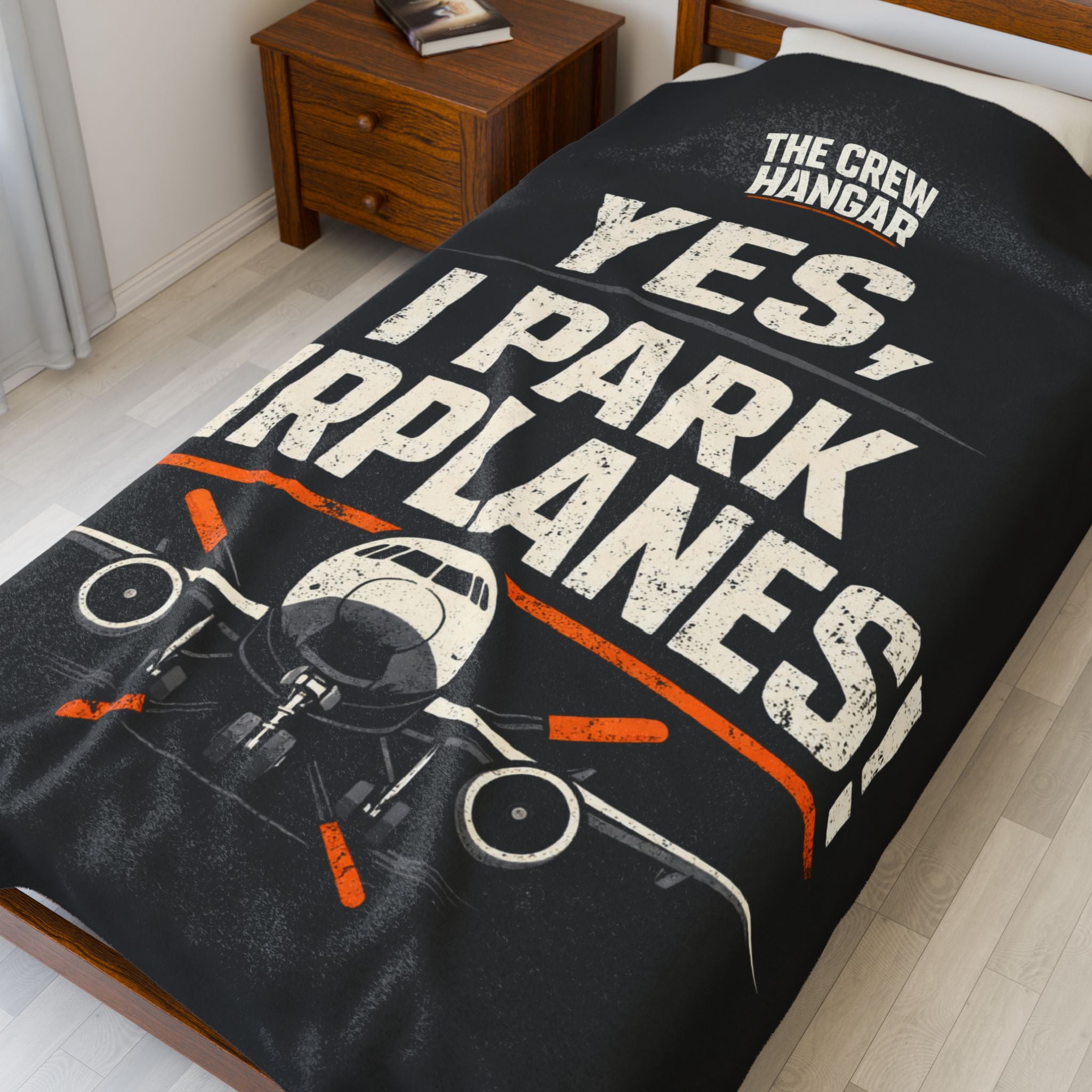 Velveteen Plush Blanket — "Yes, I Park Airplanes!" Ground Aviation Throw