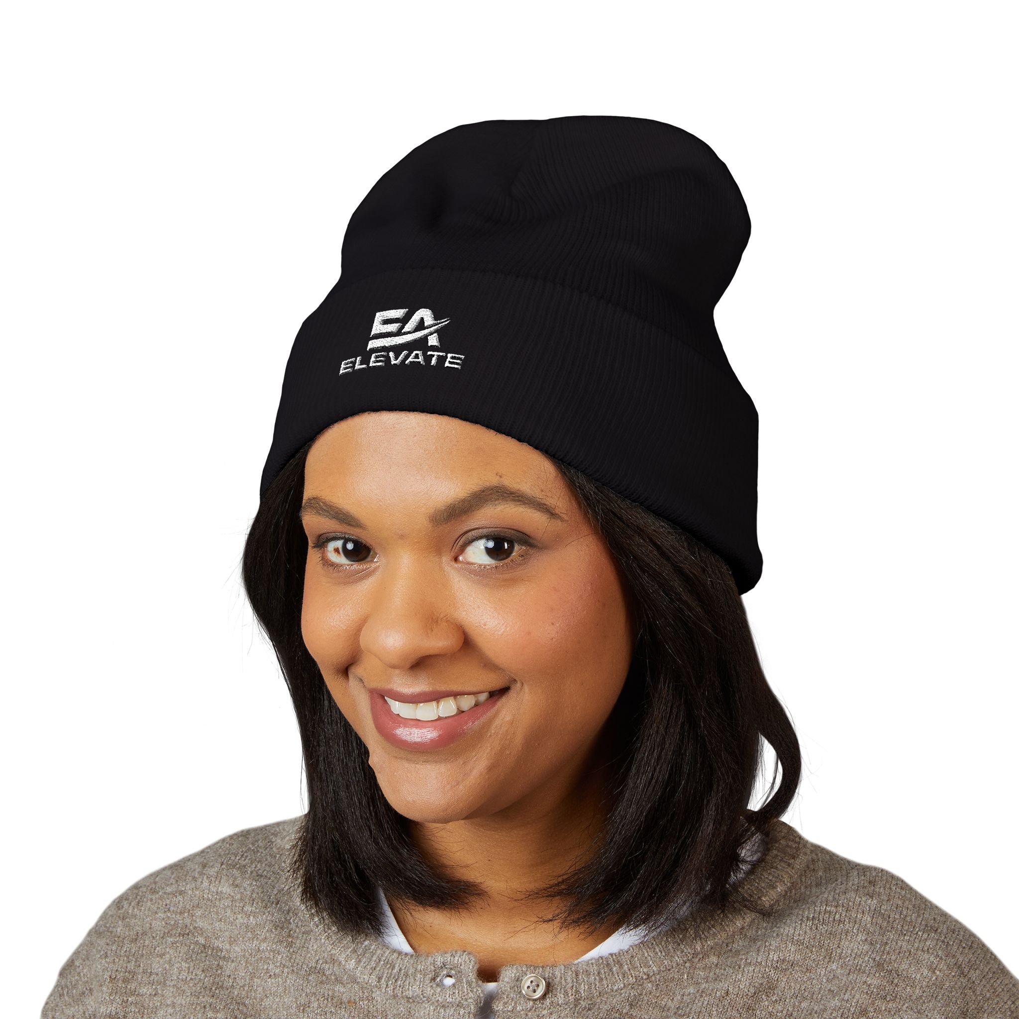 Elevate Embroidered Cuffed Beanie – Classic Knit Winter Hat
