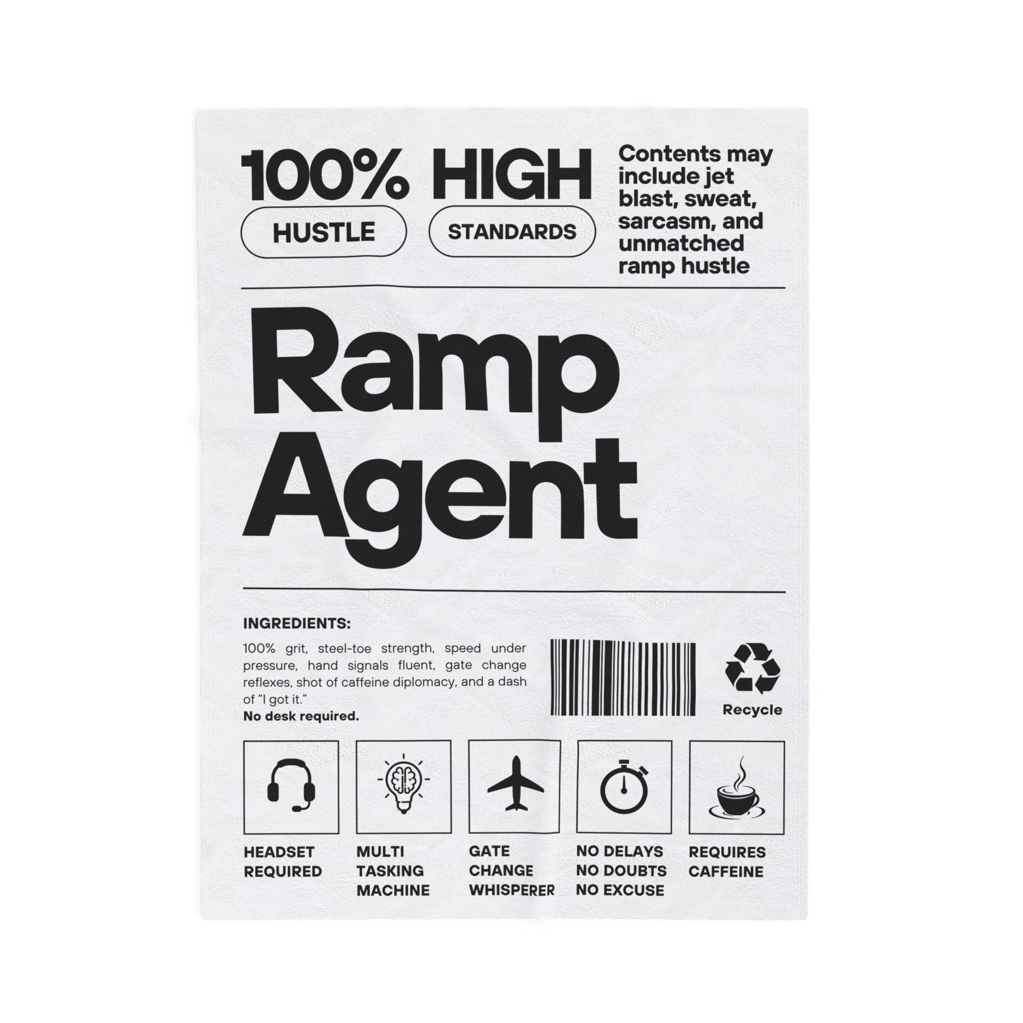 Ramp Agent Plush Blanket, Cozy Throw for Travel Lovers, Perfect Gift for Aviation Enthusiasts, Unique Aviation Decor, Air Travel Blanket