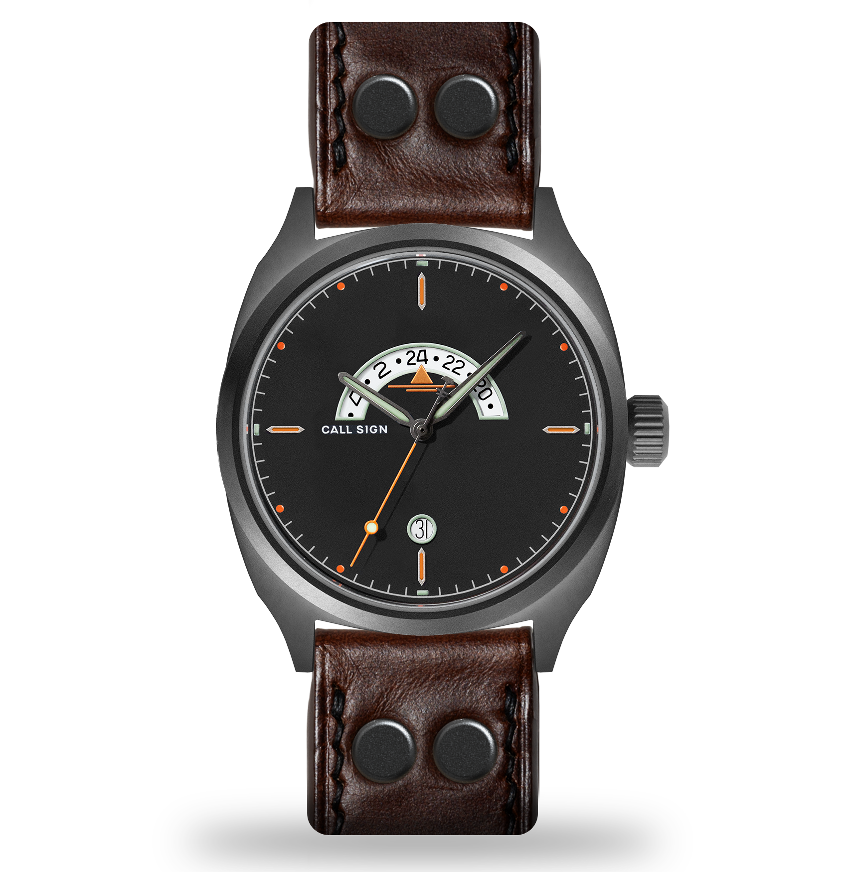 Discovery Charcoal 42mm GMT Pilot Watch