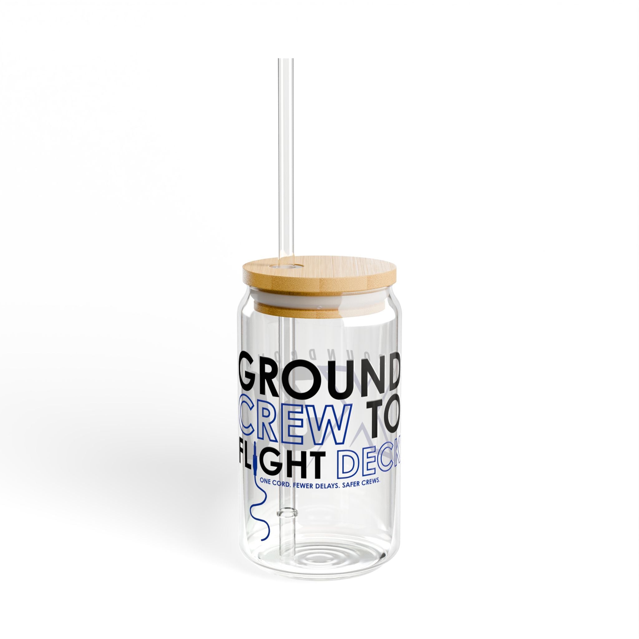 GroundComm X30 - 16oz Sipper Glass with Bamboo Lid & Straw