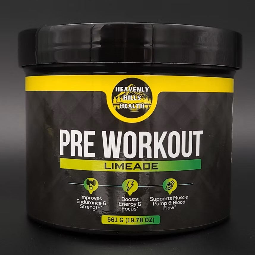a jar of pre workout limeade sits on a table