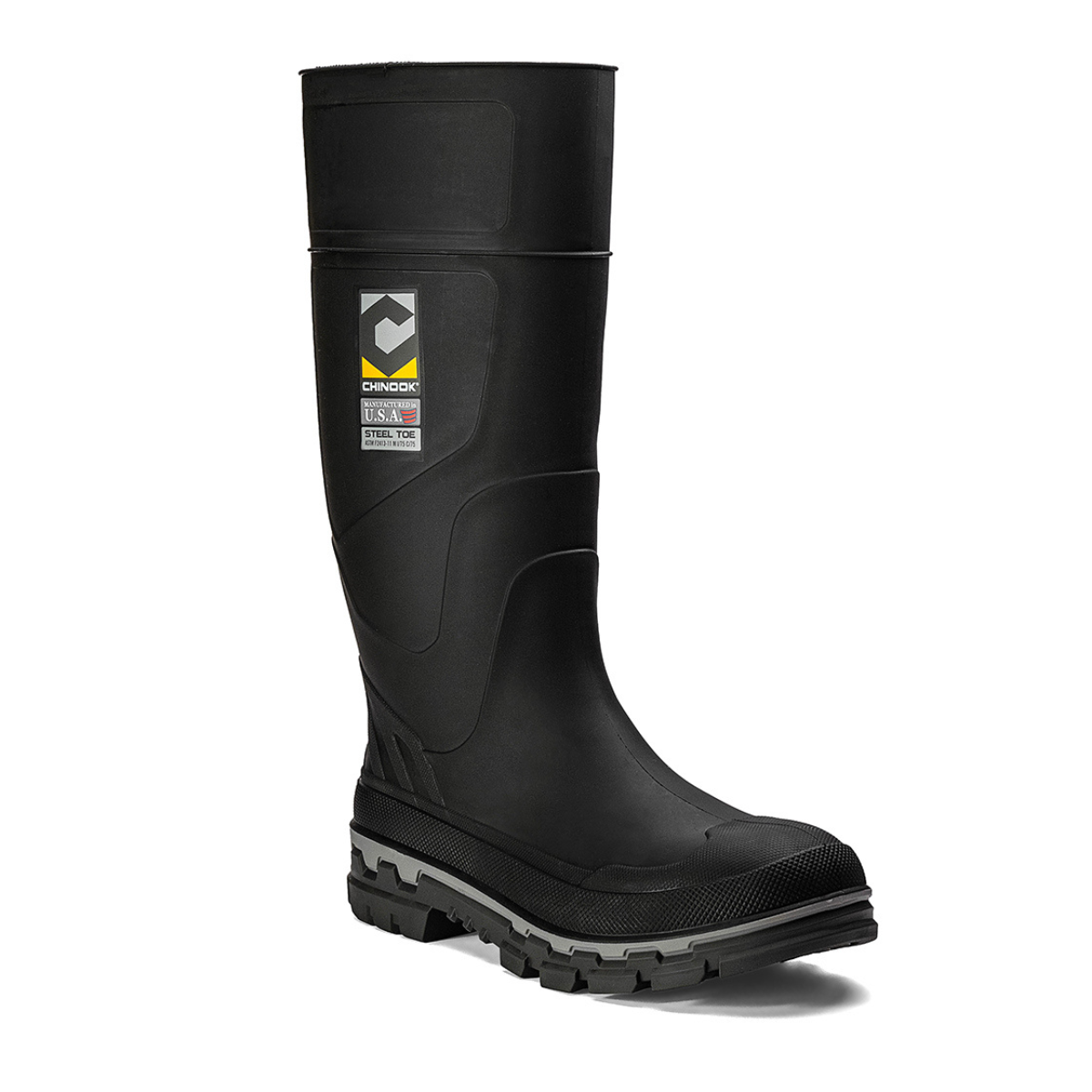 Kickaxe 15" Steel Toe Waterproof Rubber Boot – Black/Grey (by Chinook® Footwear)