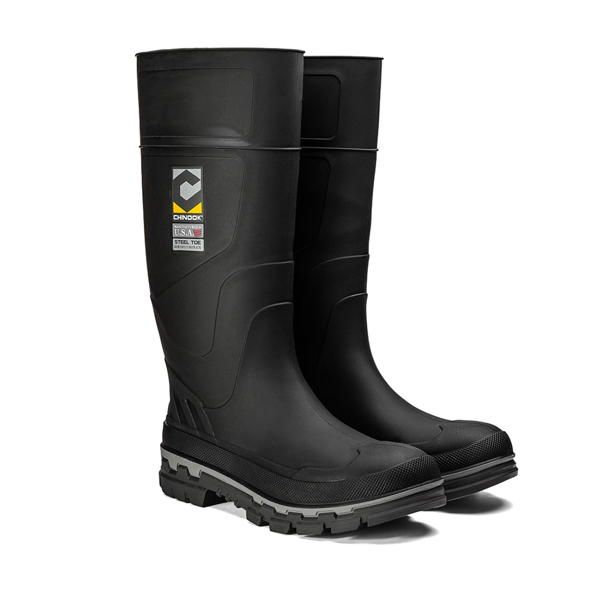 Kickaxe 15" Steel Toe Waterproof Rubber Boot – Black/Grey (by Chinook® Footwear)