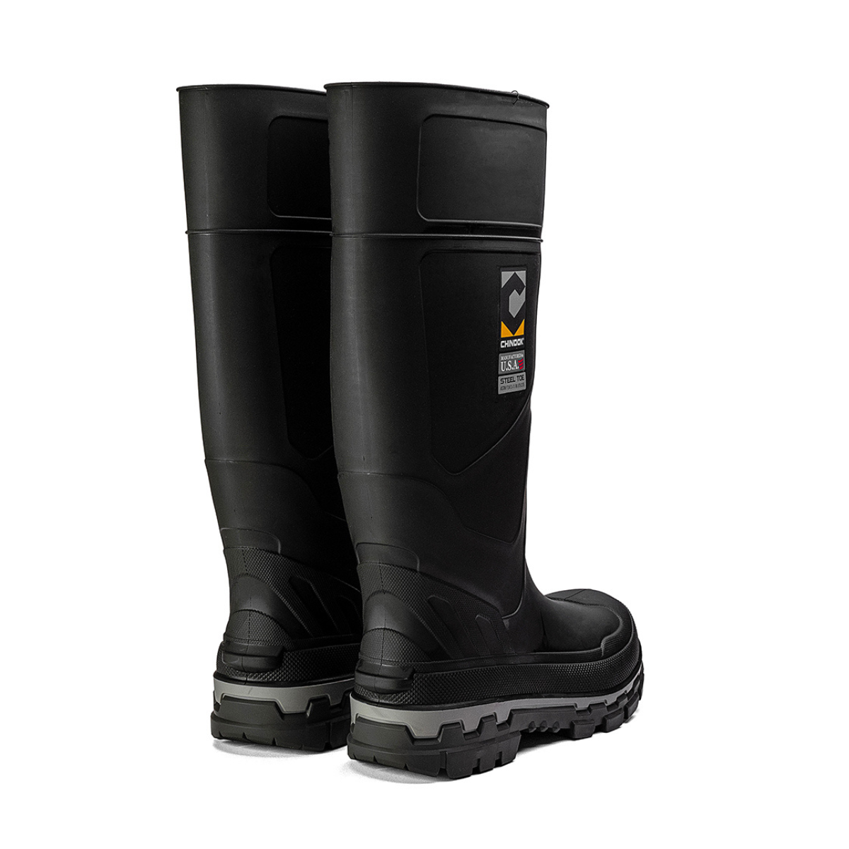 Kickaxe 15" Steel Toe Waterproof Rubber Boot – Black/Grey (by Chinook® Footwear)