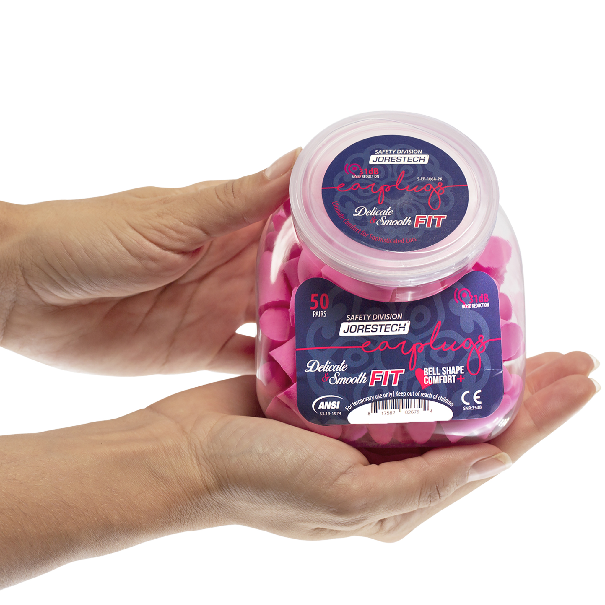 31dB NRR Bell-Shaped Soft Foam Earplugs – 50 Pairs