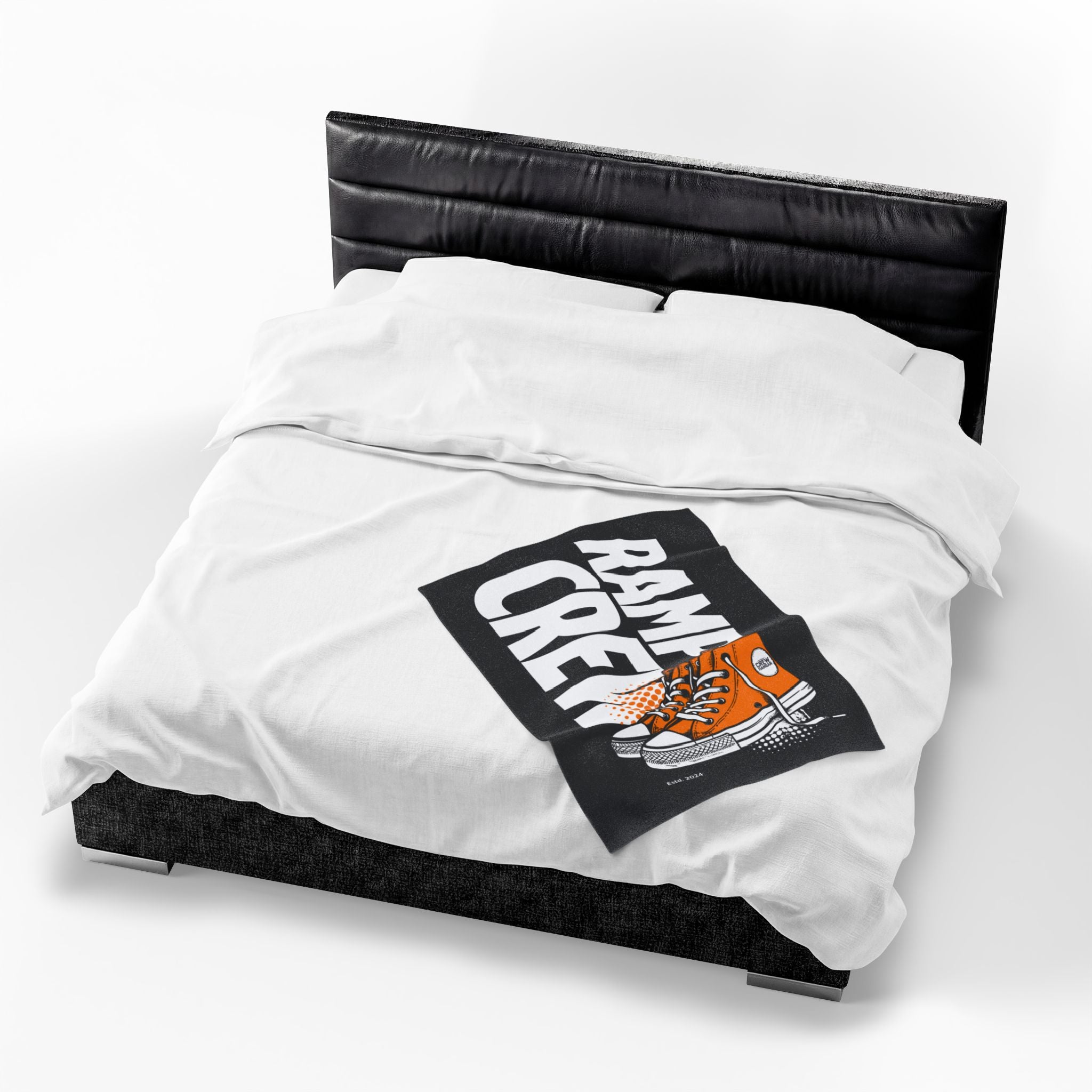 Velveteen Plush Blanket – 'Ramp Crew' Orange Sneaker Graphic Throw