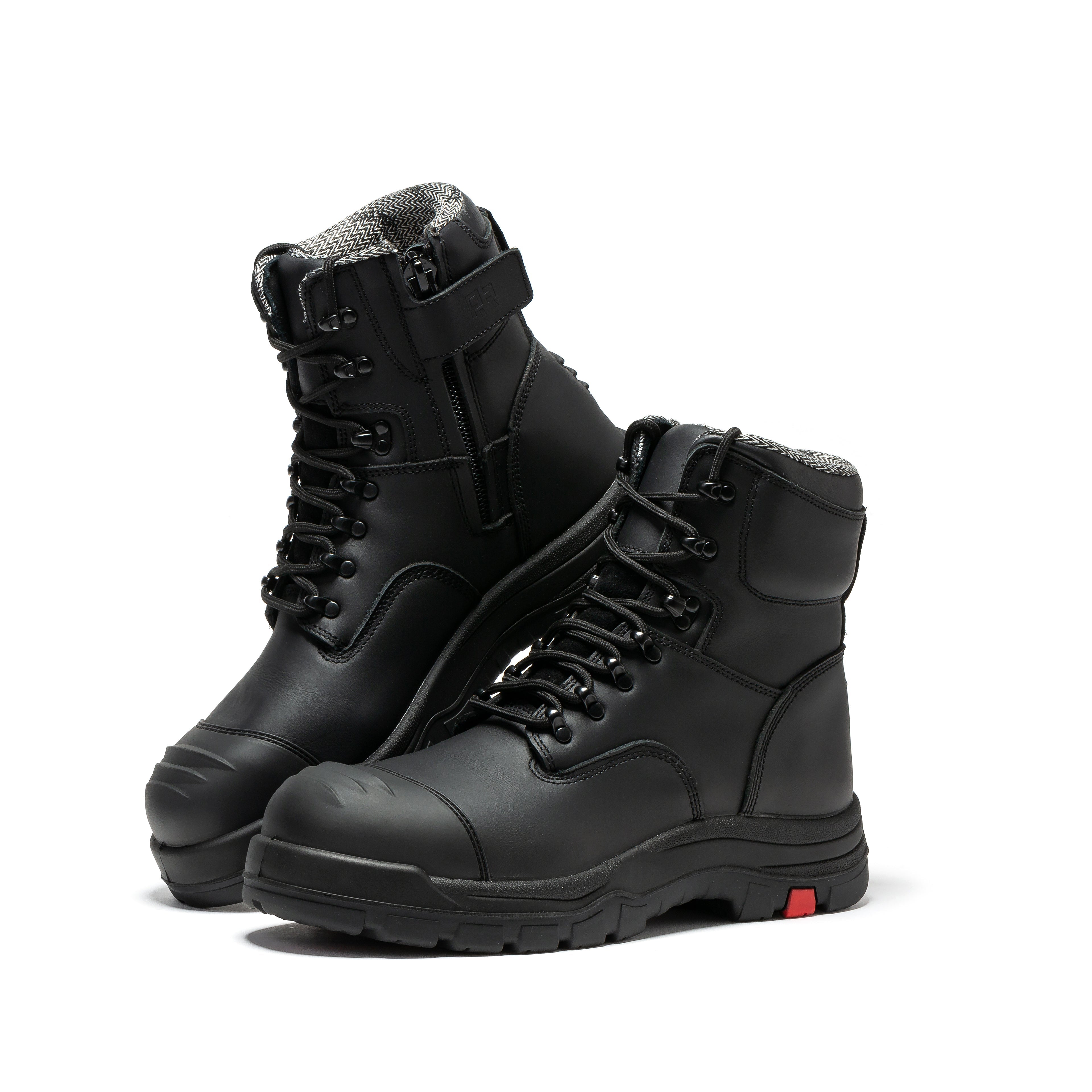 ROCKROOSTER Roslyn Black 7 inch Zip-sided Composite Toe Leather Work Boots CP245Z