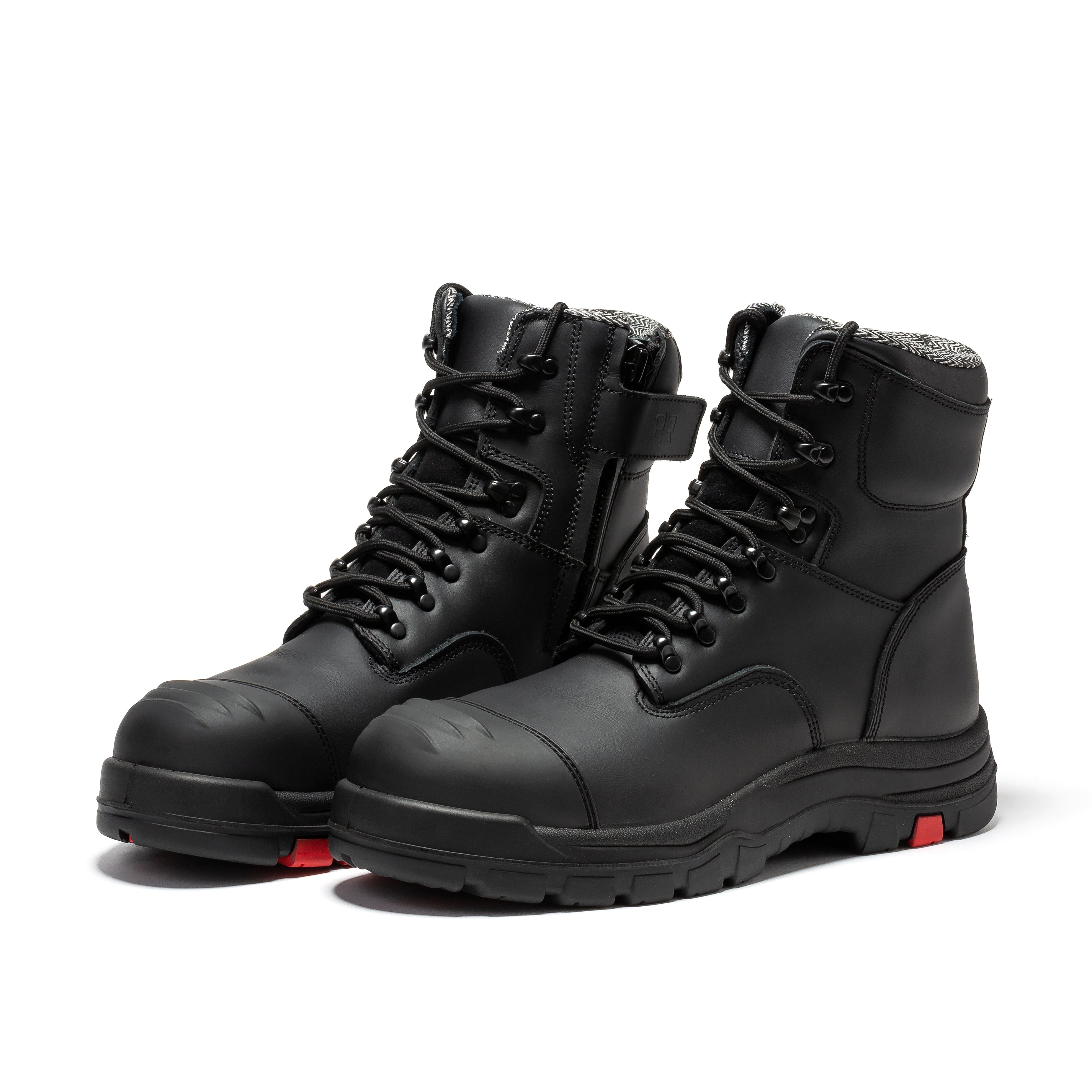ROCKROOSTER Roslyn Black 7 inch Zip-sided Composite Toe Leather Work Boots CP245Z
