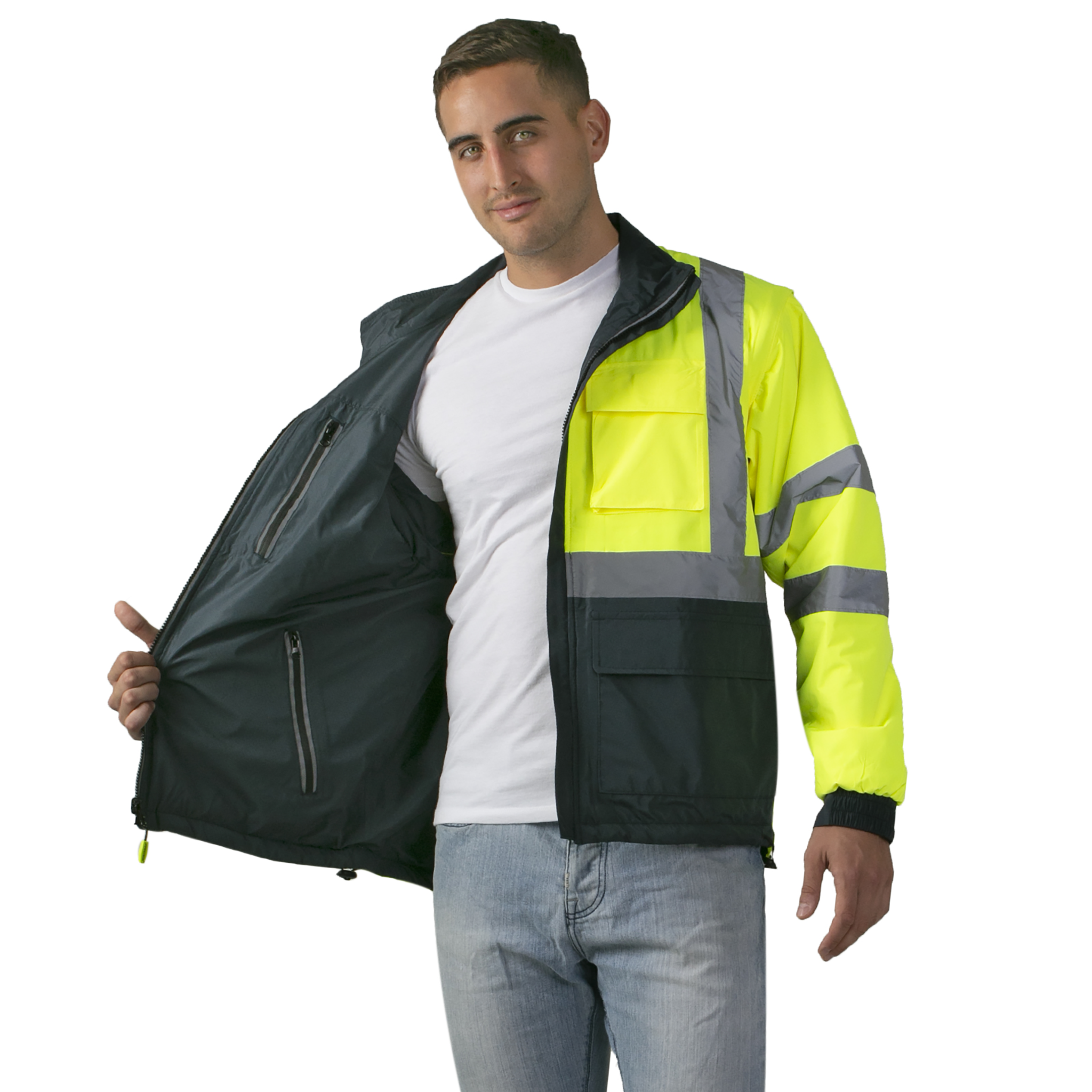 4 in 1 Hi-Vis Reversible Safety Jacket with Removable Sleeves
