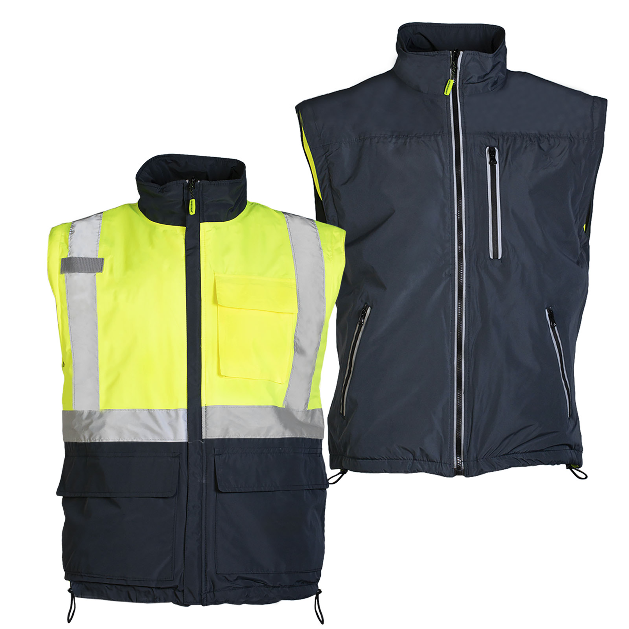 4 in 1 Hi-Vis Reversible Safety Jacket with Removable Sleeves