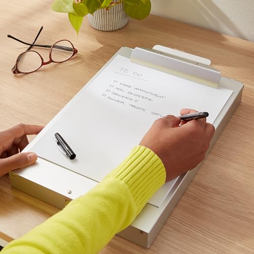 Metal Clipboard with 2 Compartments and Interior 250 Sheet Paper Storage, 14.09 x 9.21 x 2.6 inches, letter size, Silver