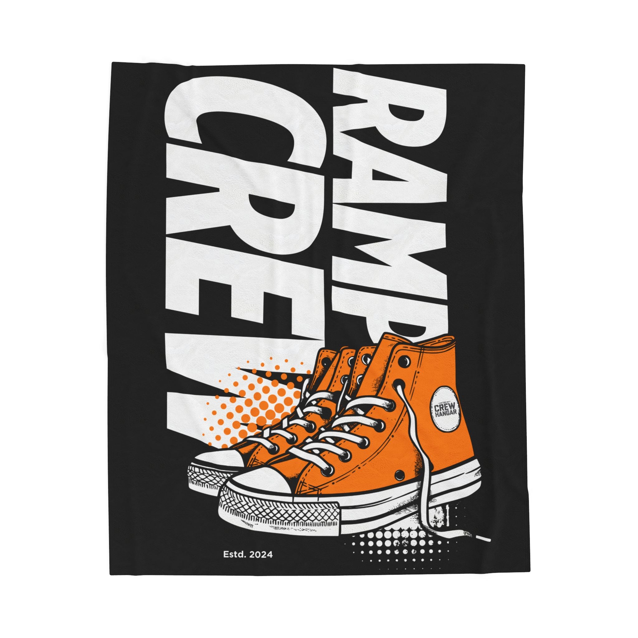 Velveteen Plush Blanket – 'Ramp Crew' Orange Sneaker Graphic Throw