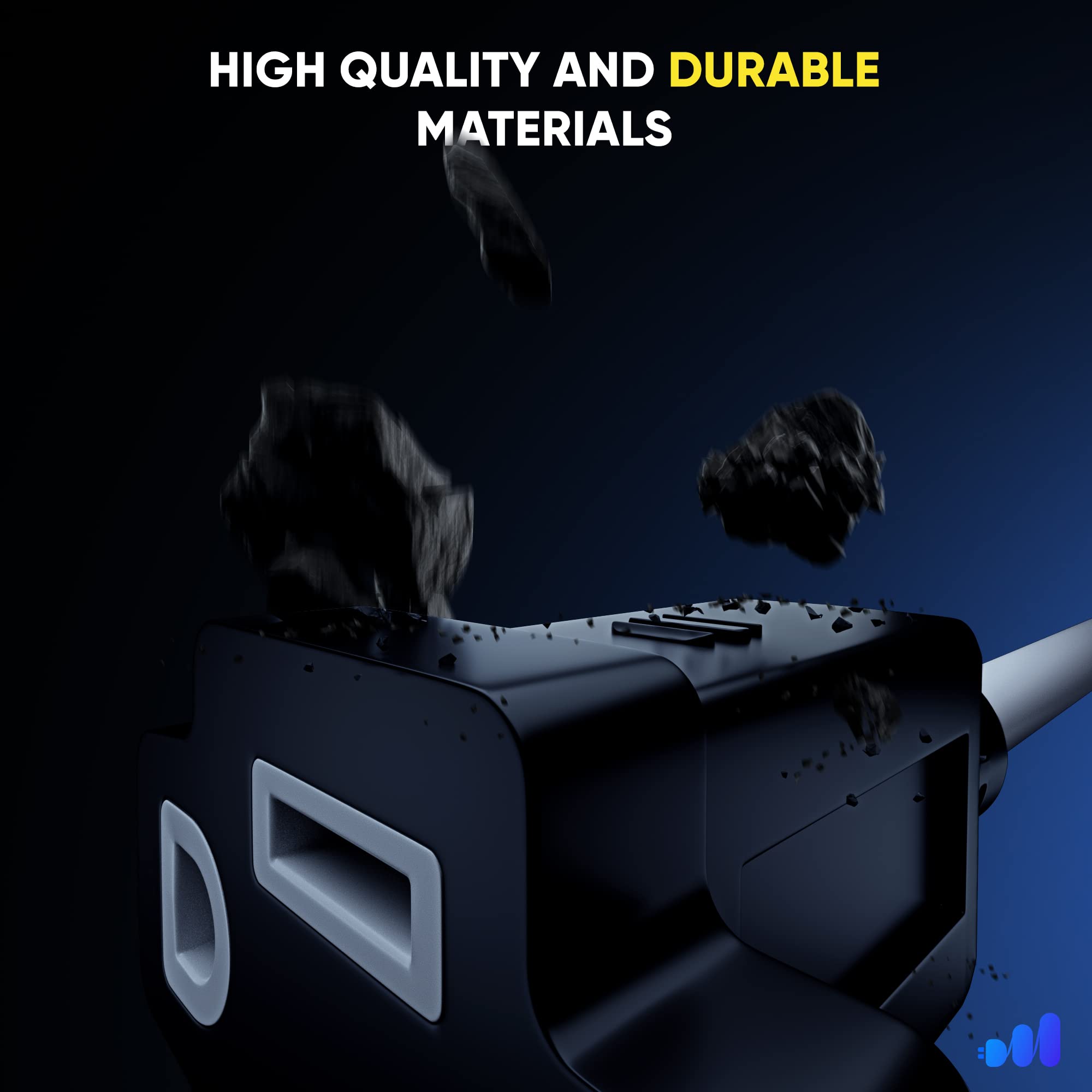 Maximm Extension Cord 10 Ft Blue Power Cords Indoor 16 Gauge Wire SJTW Heavy Duty ETL Listed (10Ft, Blue)