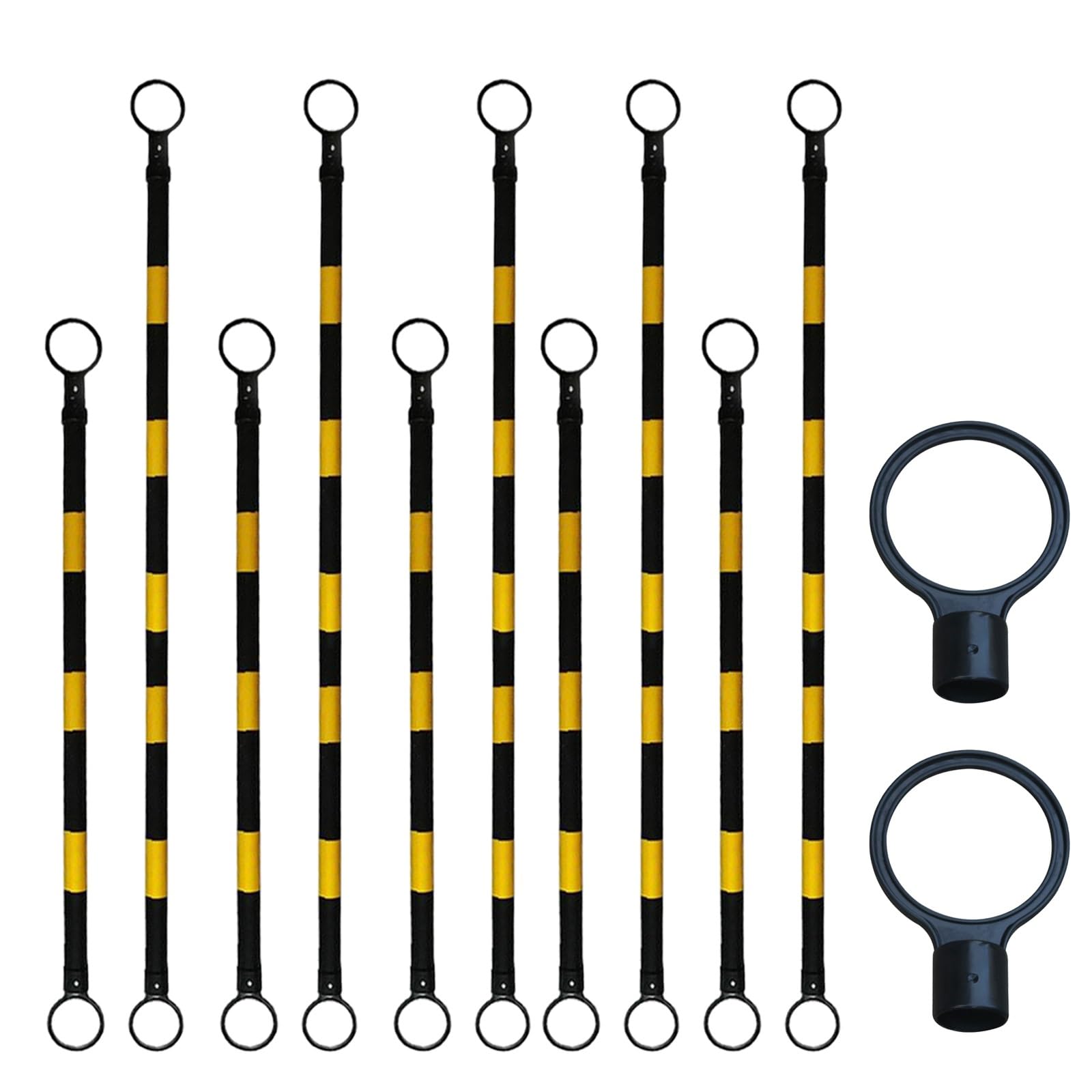 3.3ft 6.6ft Retractable Warning Cone Bar, Pack of 10 20 30 40 50 Commercial Traffic Cone Barrier Extension Poles/ Cone Rod for Pedestrian Crossing/ Public Area, Cones with Bars Across(Yellow-black,10