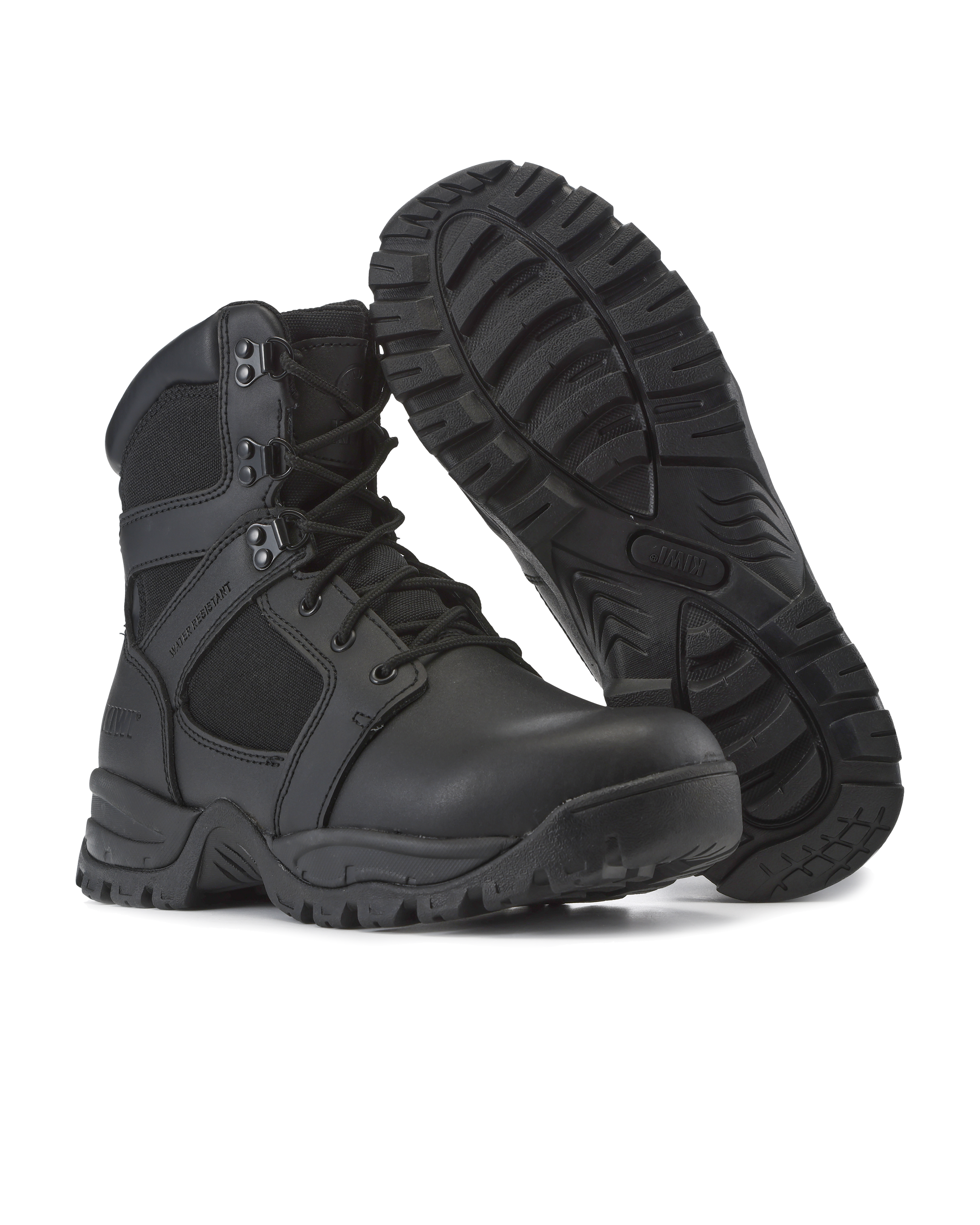 Kiwi Rugged Black Action Leather 7" Steel Toe Zipped Water Resistant Tactical Boots [60500]