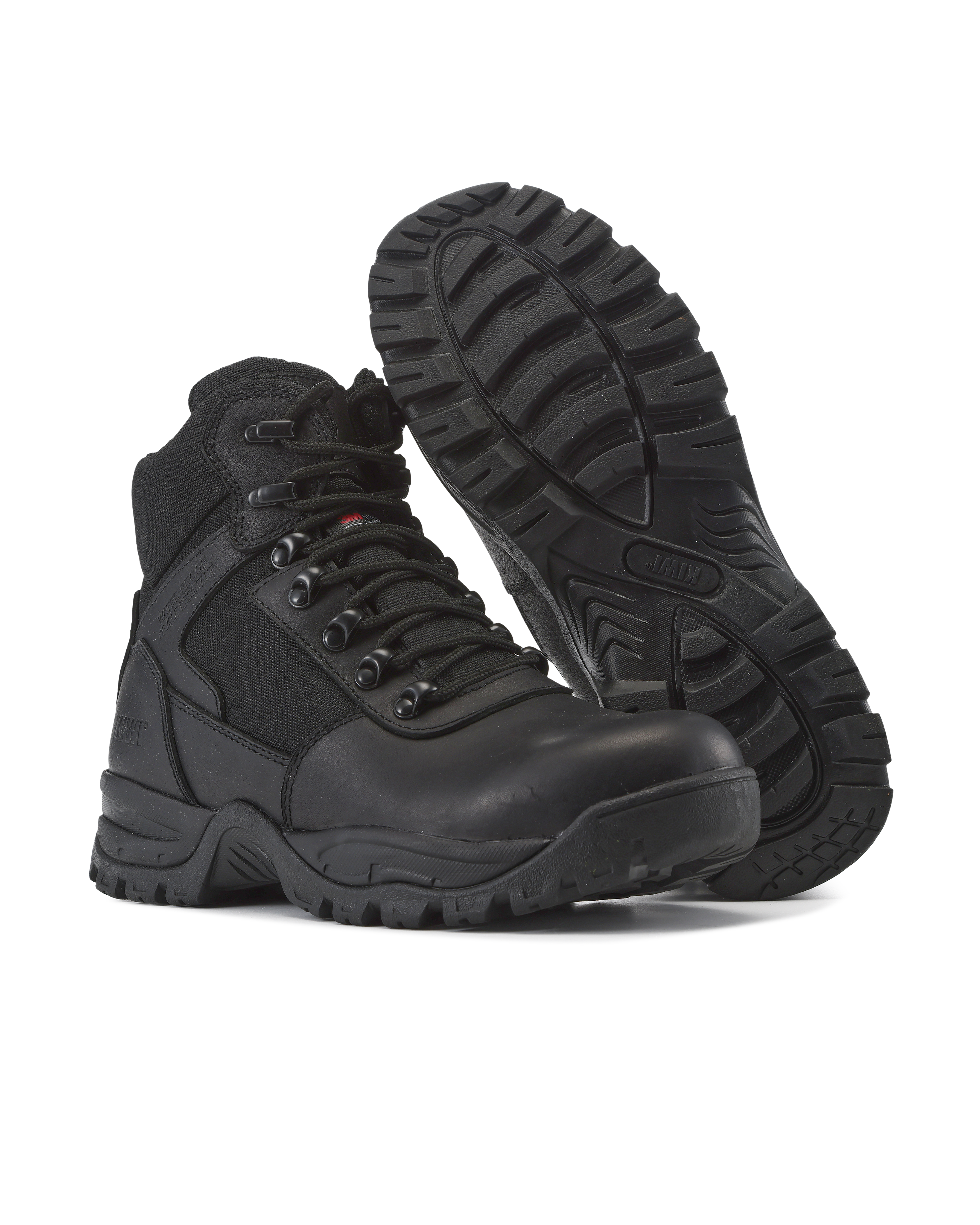 Kiwi Rugged Black Full Grain Leather Mid-Cut 6" Composite Toe Zipped Waterproof Tactical Boots [68100]