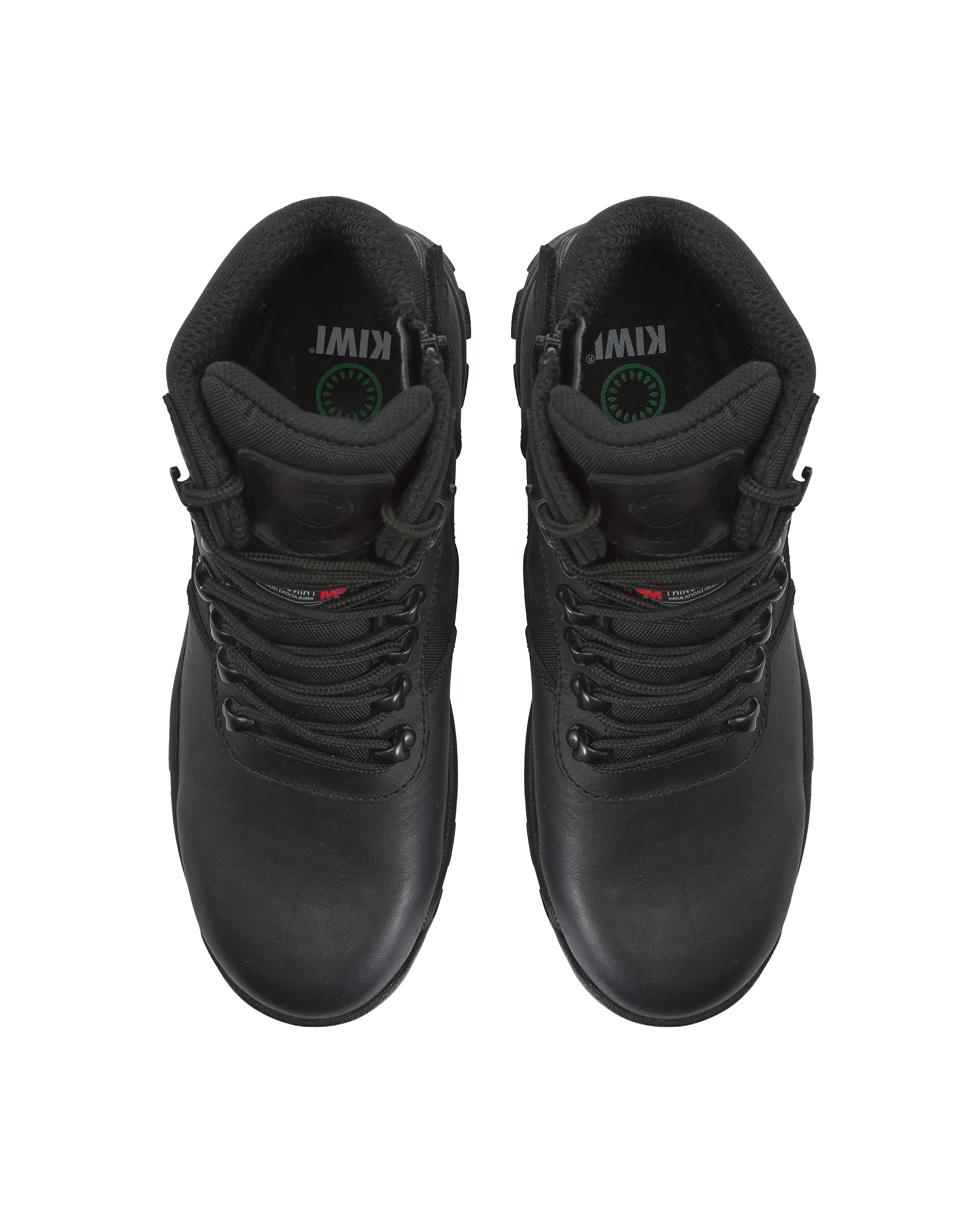 Kiwi Rugged Black Full Grain Leather Mid-Cut 6" Steel Toe Zipped Waterproof Tactical Boots [60300]