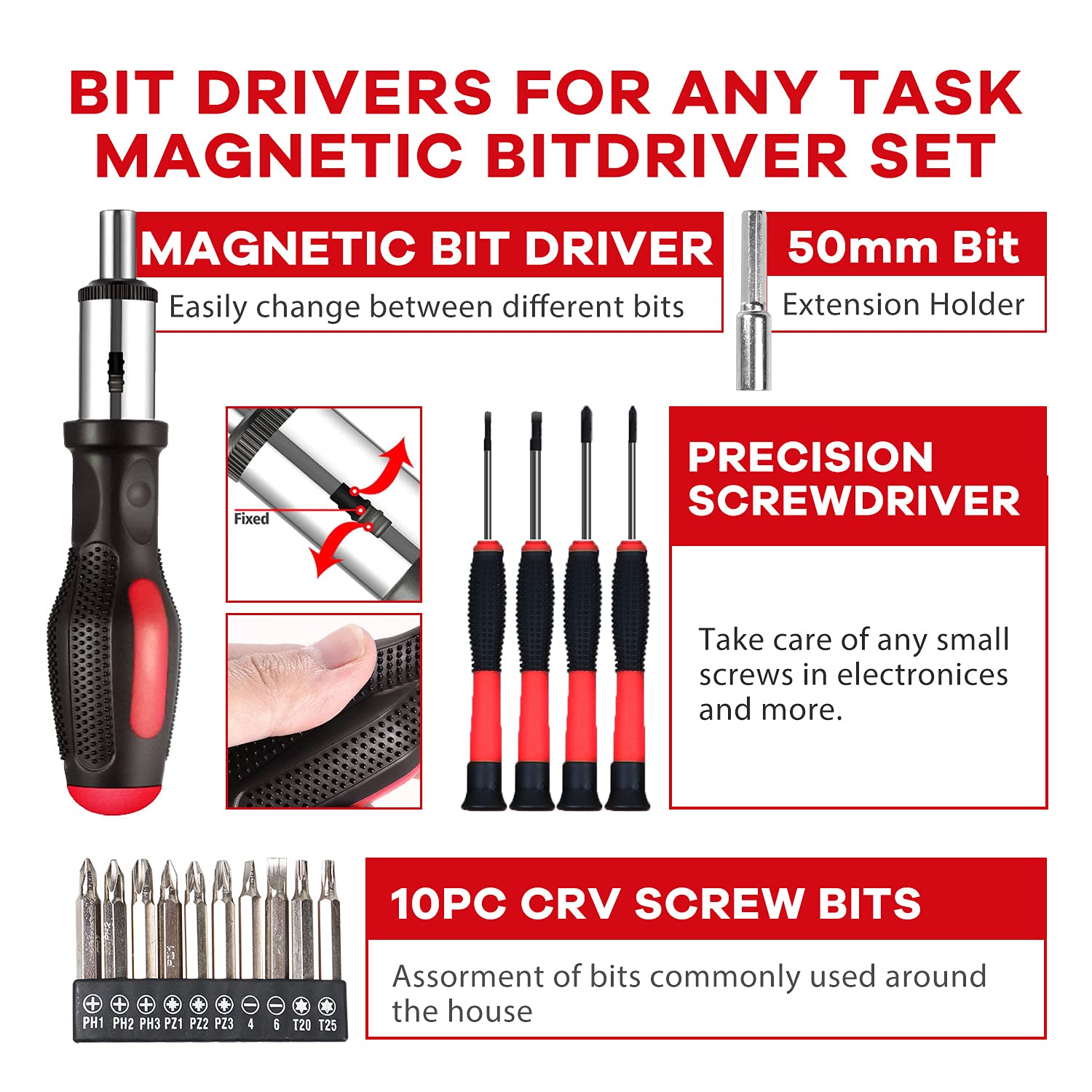 jar-owl 21V Tool Set with Drill, 350 in-lb Torque, 0-1350RMP Variable Speed, 10MM 3/8'' Keyless Chuck, 18+1 Clutch, 1.5Ah Li-Ion Battery & Charger with Tool Kit