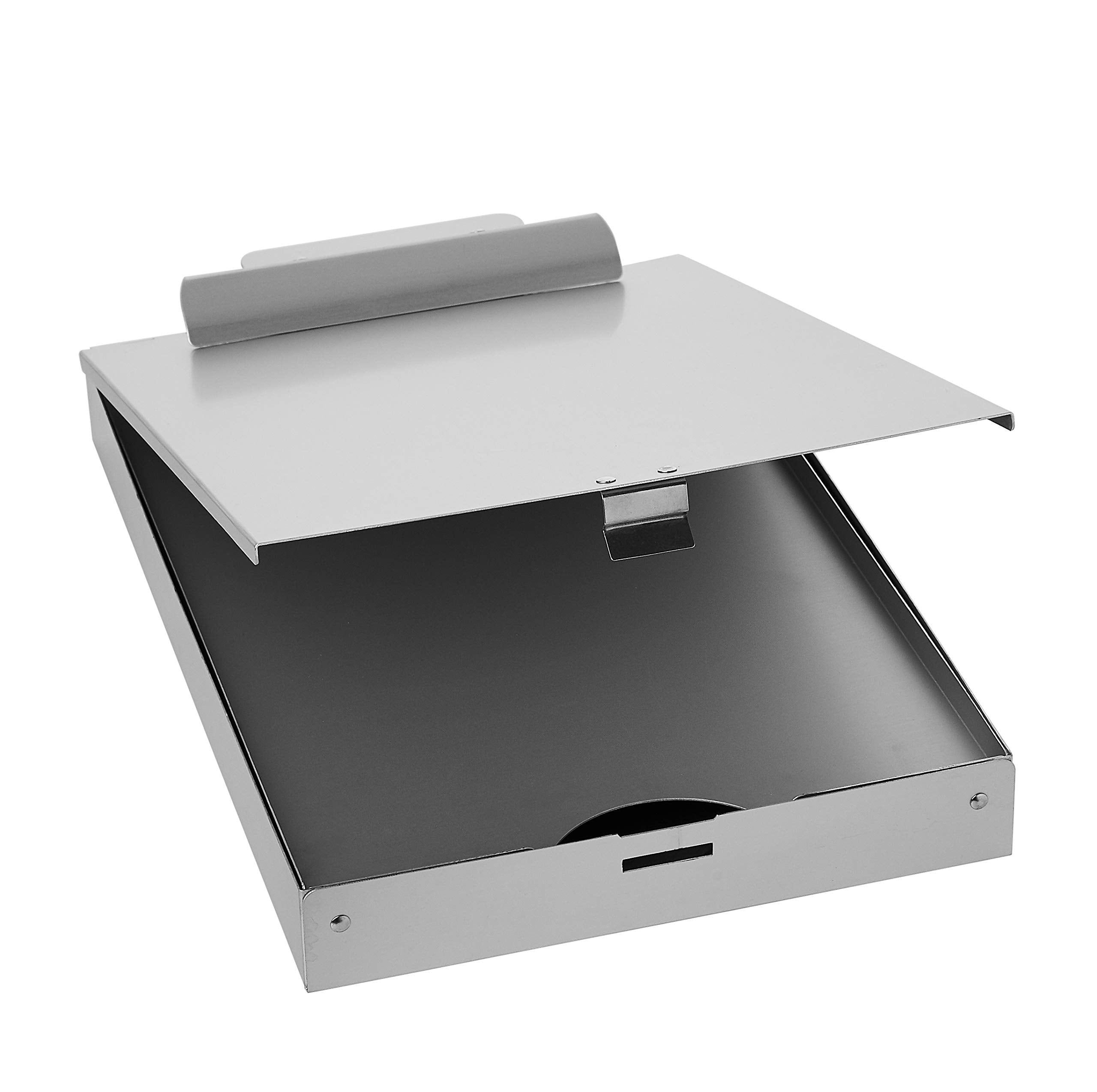 Metal Clipboard with 2 Compartments and Interior 250 Sheet Paper Storage, 14.09 x 9.21 x 2.6 inches, letter size, Silver