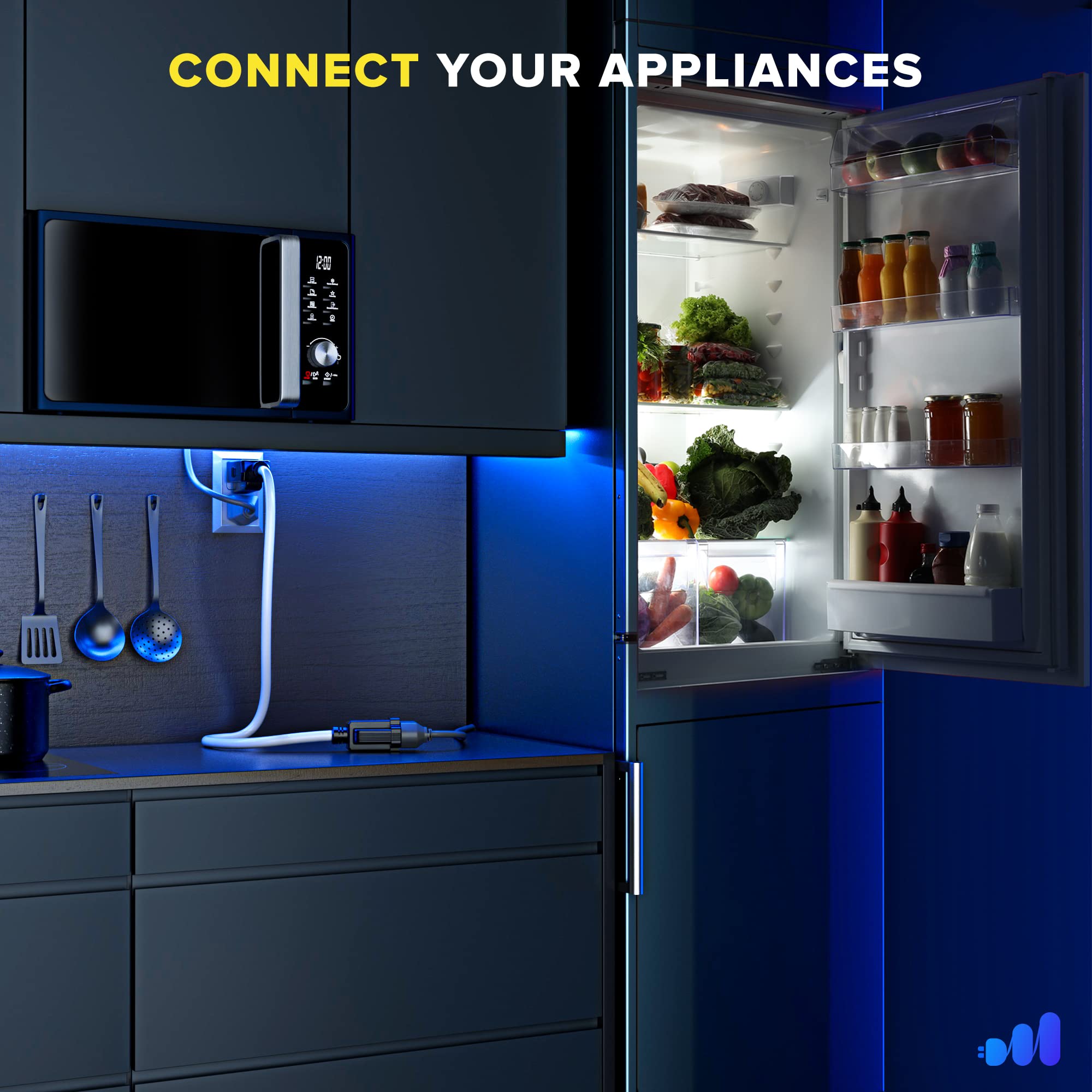 Maximm Extension Cord 10 Ft Blue Power Cords Indoor 16 Gauge Wire SJTW Heavy Duty ETL Listed (10Ft, Blue)