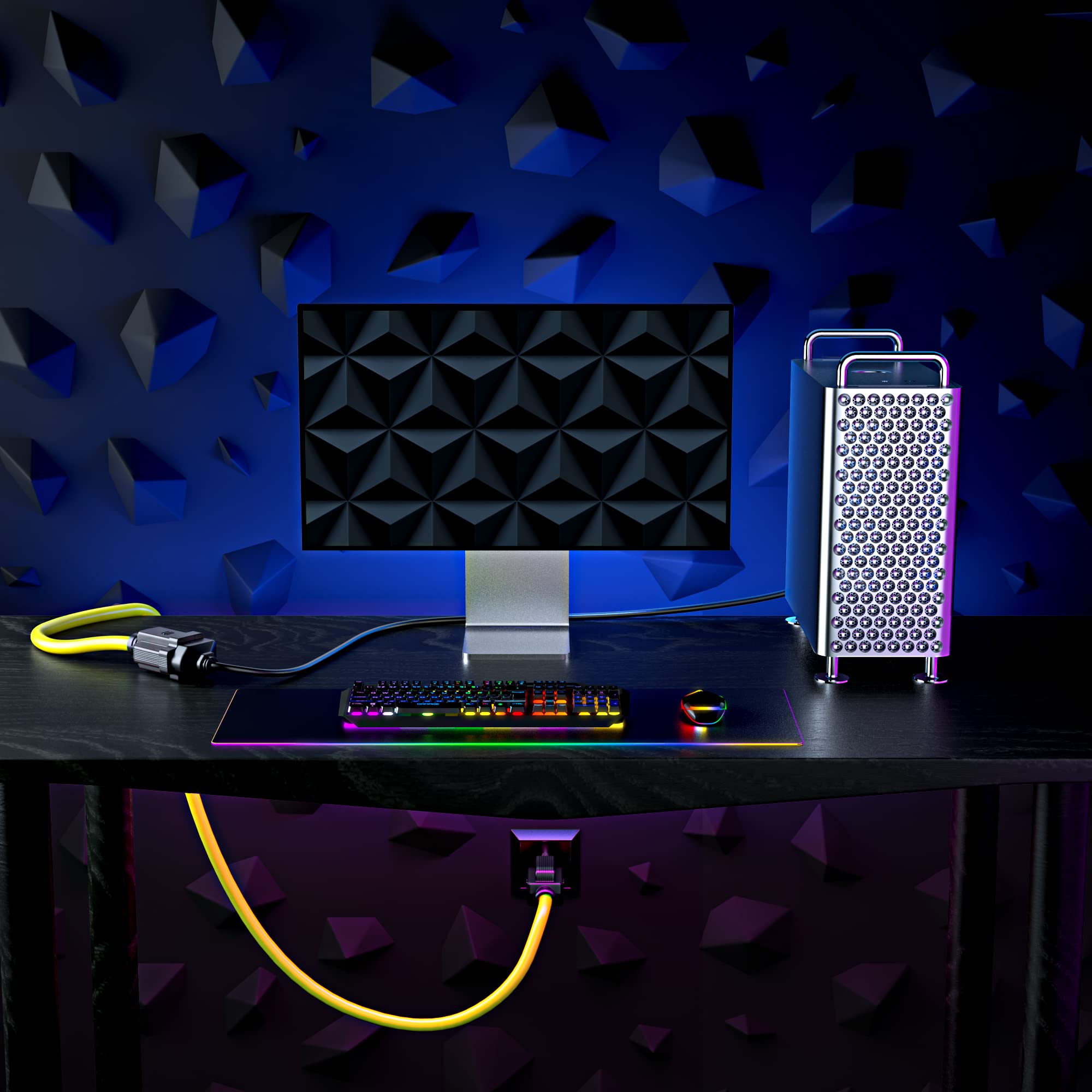 Maximm Extension Cord 10 Ft Blue Power Cords Indoor 16 Gauge Wire SJTW Heavy Duty ETL Listed (10Ft, Blue)