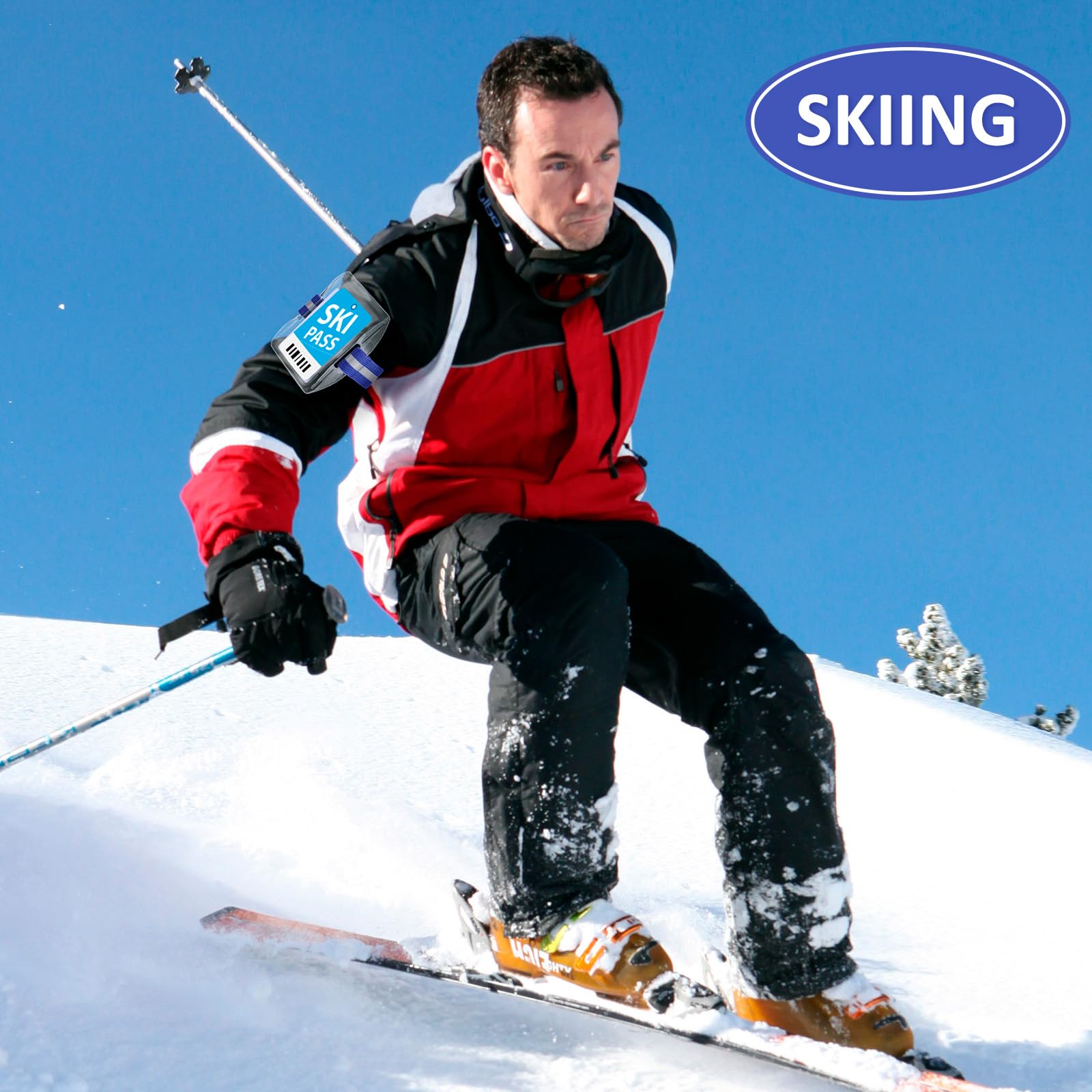 Epakh 30 Pcs Arm Badge Holder Armband ID Card Holder with Hook and Loop Fastener Clear Plastic Name Tag Badge Holder, Universal Size (Blue,Reflective Strips)