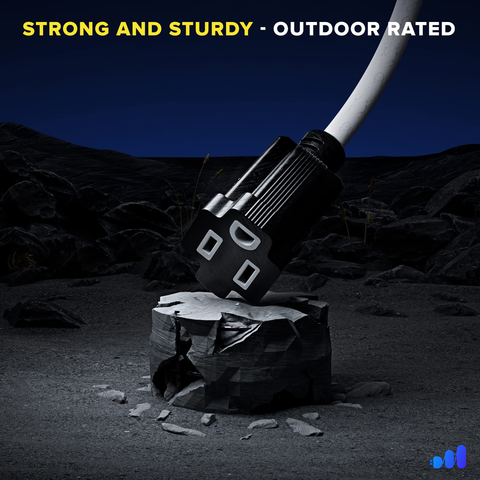 Maximm Extension Cord 10 Ft Blue Power Cords Indoor 16 Gauge Wire SJTW Heavy Duty ETL Listed (10Ft, Blue)