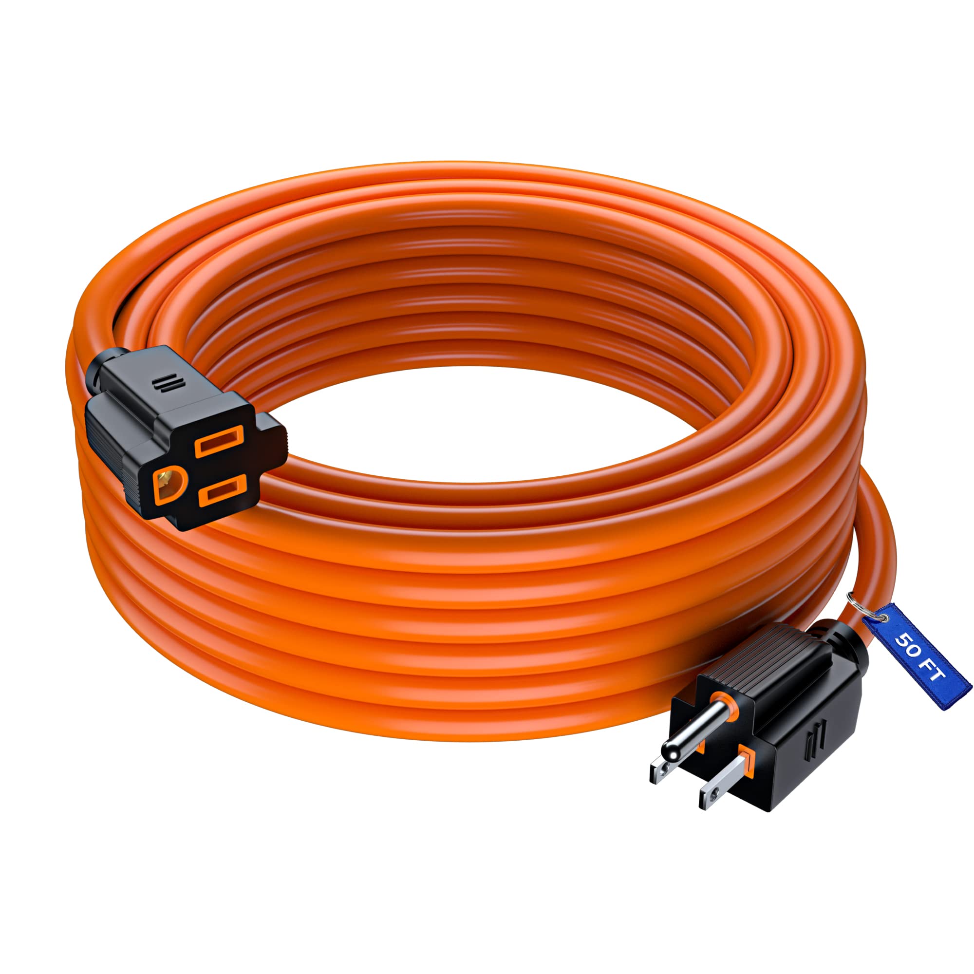 Maximm Extension Cord 10 Ft Blue Power Cords Indoor 16 Gauge Wire SJTW Heavy Duty ETL Listed (10Ft, Blue)