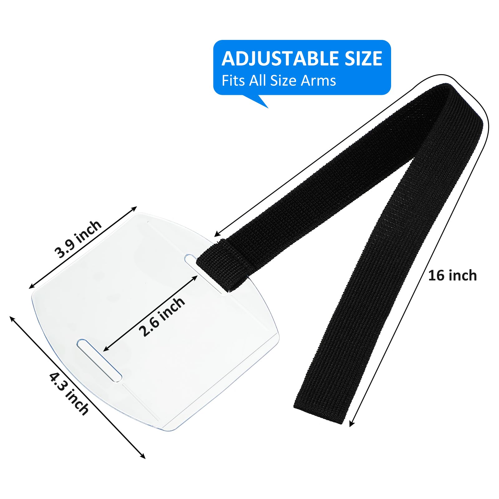 Epakh 30 Pcs Arm Badge Holder Armband ID Card Holder with Hook and Loop Fastener Clear Plastic Name Tag Badge Holder, Universal Size (Blue,Reflective Strips)