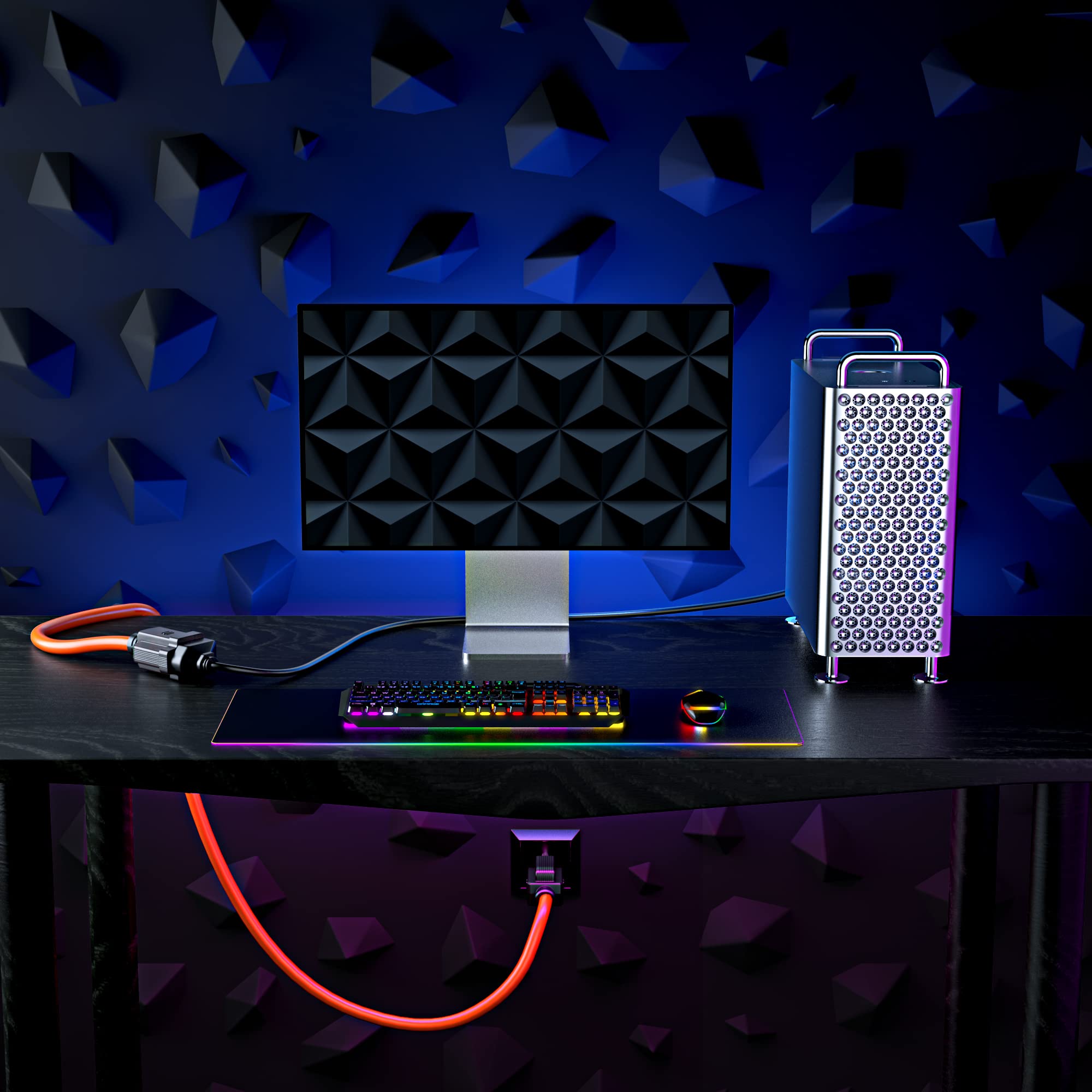 Maximm Extension Cord 10 Ft Blue Power Cords Indoor 16 Gauge Wire SJTW Heavy Duty ETL Listed (10Ft, Blue)