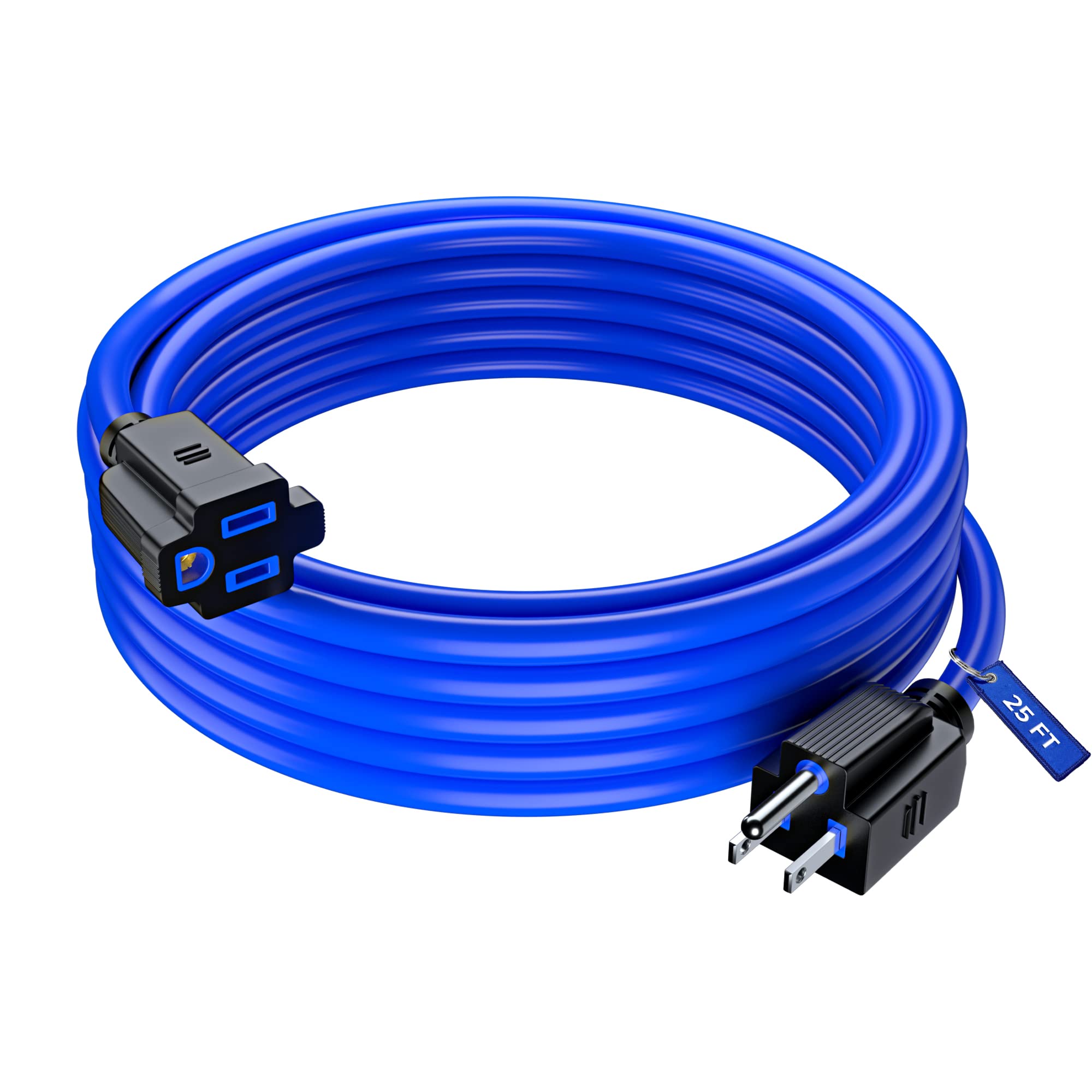 Maximm Extension Cord 10 Ft Blue Power Cords Indoor 16 Gauge Wire SJTW Heavy Duty ETL Listed (10Ft, Blue)