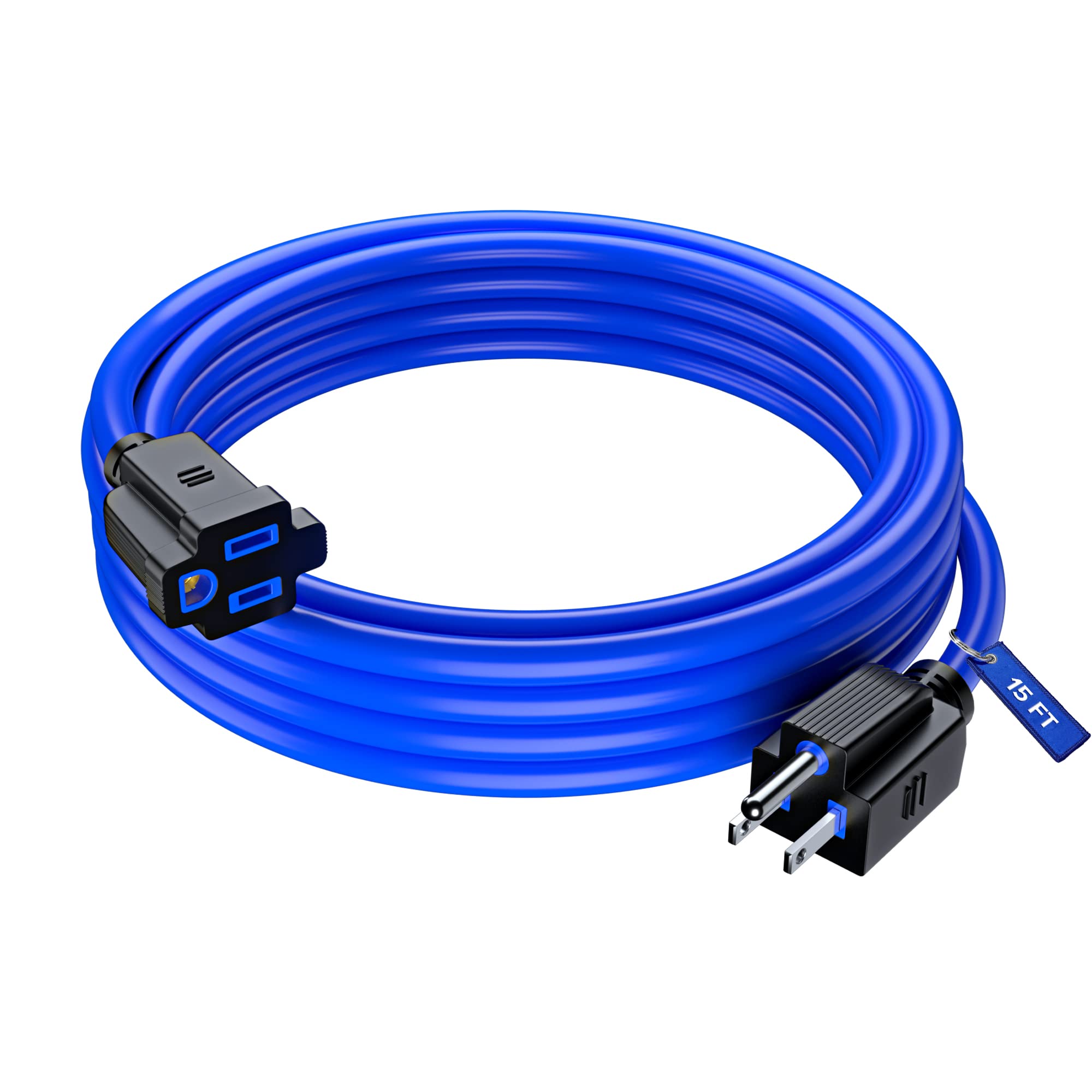 Maximm Extension Cord 10 Ft Blue Power Cords Indoor 16 Gauge Wire SJTW Heavy Duty ETL Listed (10Ft, Blue)