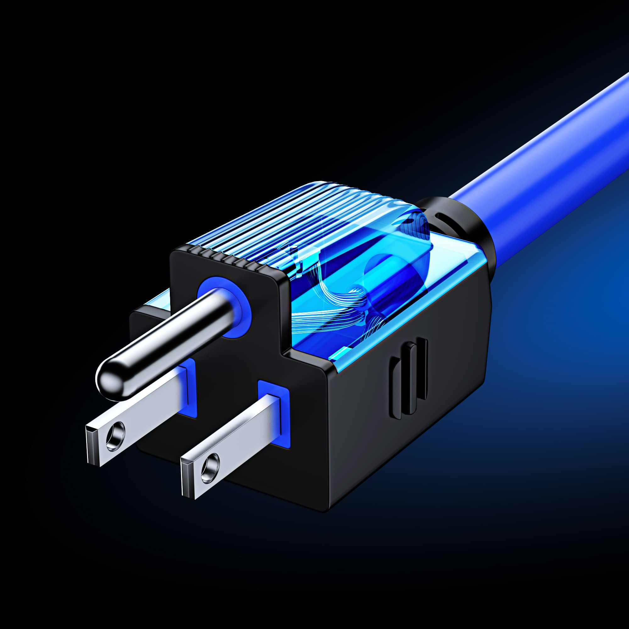 Maximm Extension Cord 10 Ft Blue Power Cords Indoor 16 Gauge Wire SJTW Heavy Duty ETL Listed (10Ft, Blue)