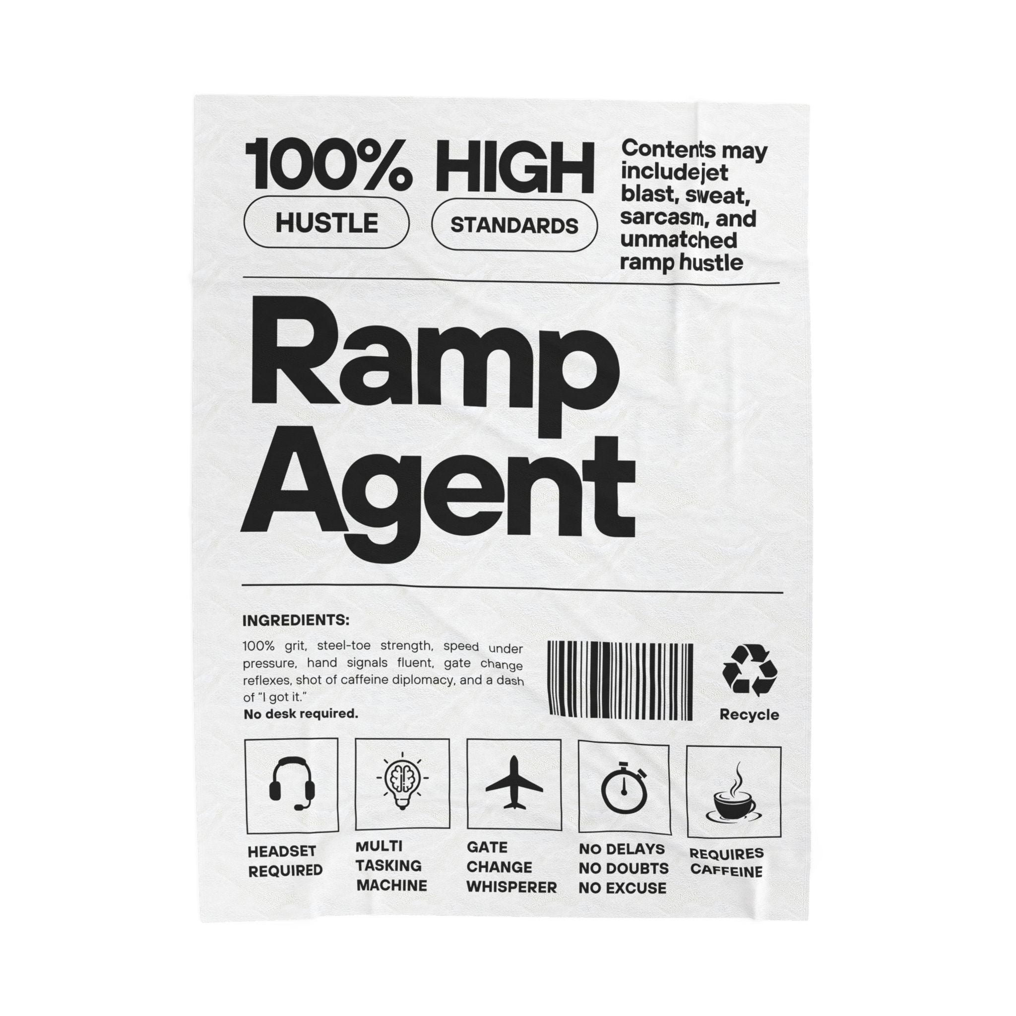 Ramp Agent Plush Blanket, Cozy Throw for Travel Lovers, Perfect Gift for Aviation Enthusiasts, Unique Aviation Decor, Air Travel Blanket