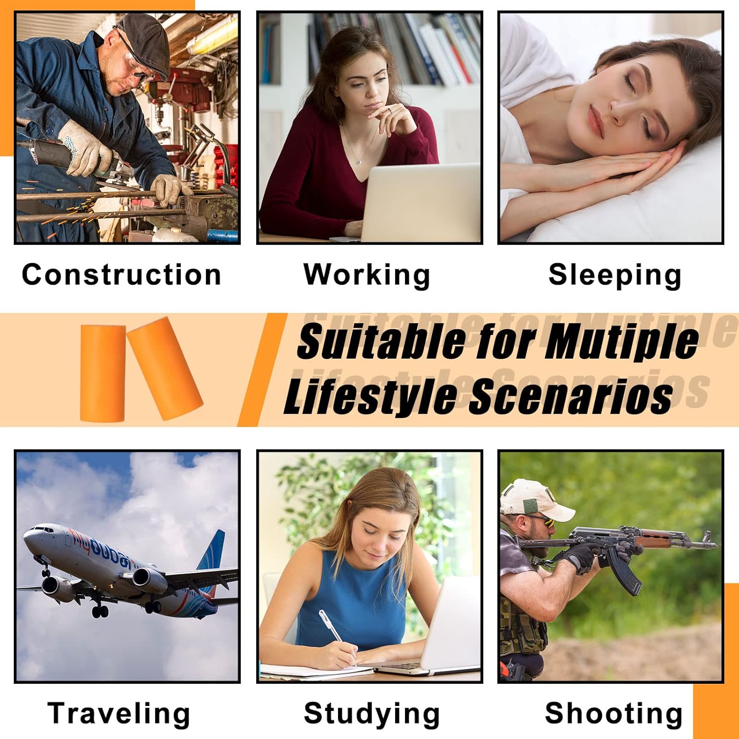 500 Pair Foam Ear Plugs Bulk for Sleeping Noise Cancelling 32db Disposable Earplugs Hearing Protection High Decibel Soft Ear Plugs for Quiet Sleep Snoring Shooting Loud Music Concert Work