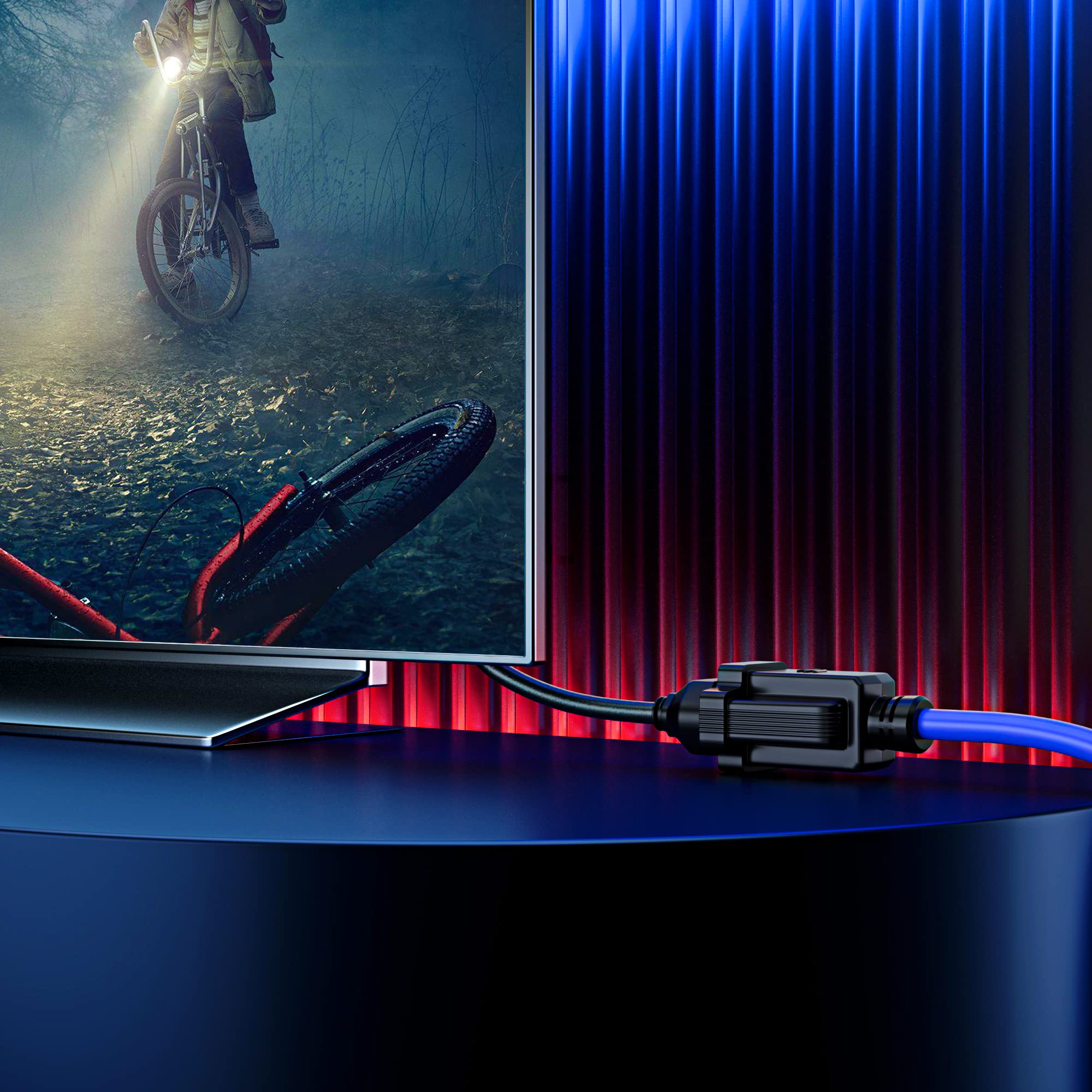 Maximm Extension Cord 10 Ft Blue Power Cords Indoor 16 Gauge Wire SJTW Heavy Duty ETL Listed (10Ft, Blue)