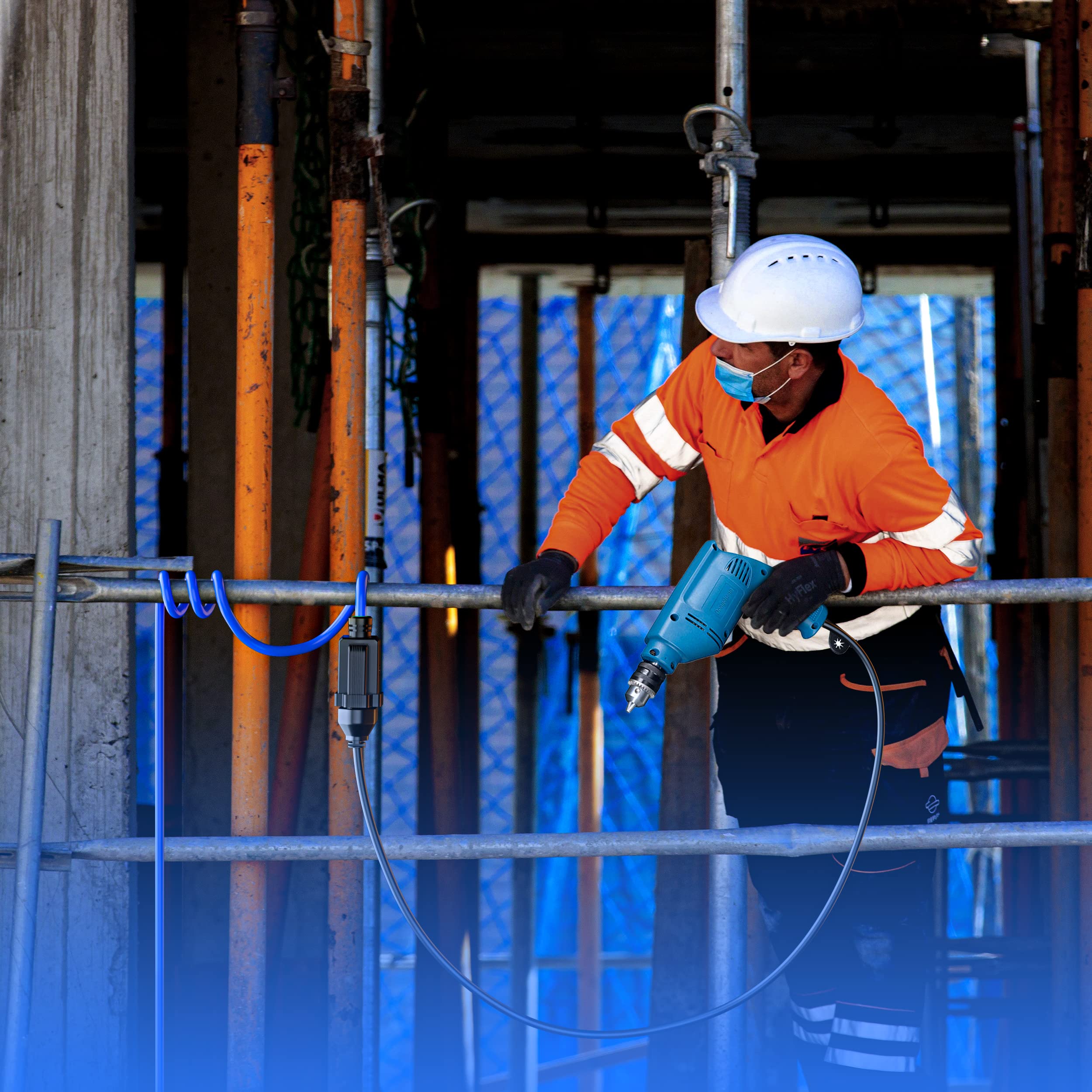 Maximm Extension Cord 10 Ft Blue Power Cords Indoor 16 Gauge Wire SJTW Heavy Duty ETL Listed (10Ft, Blue)