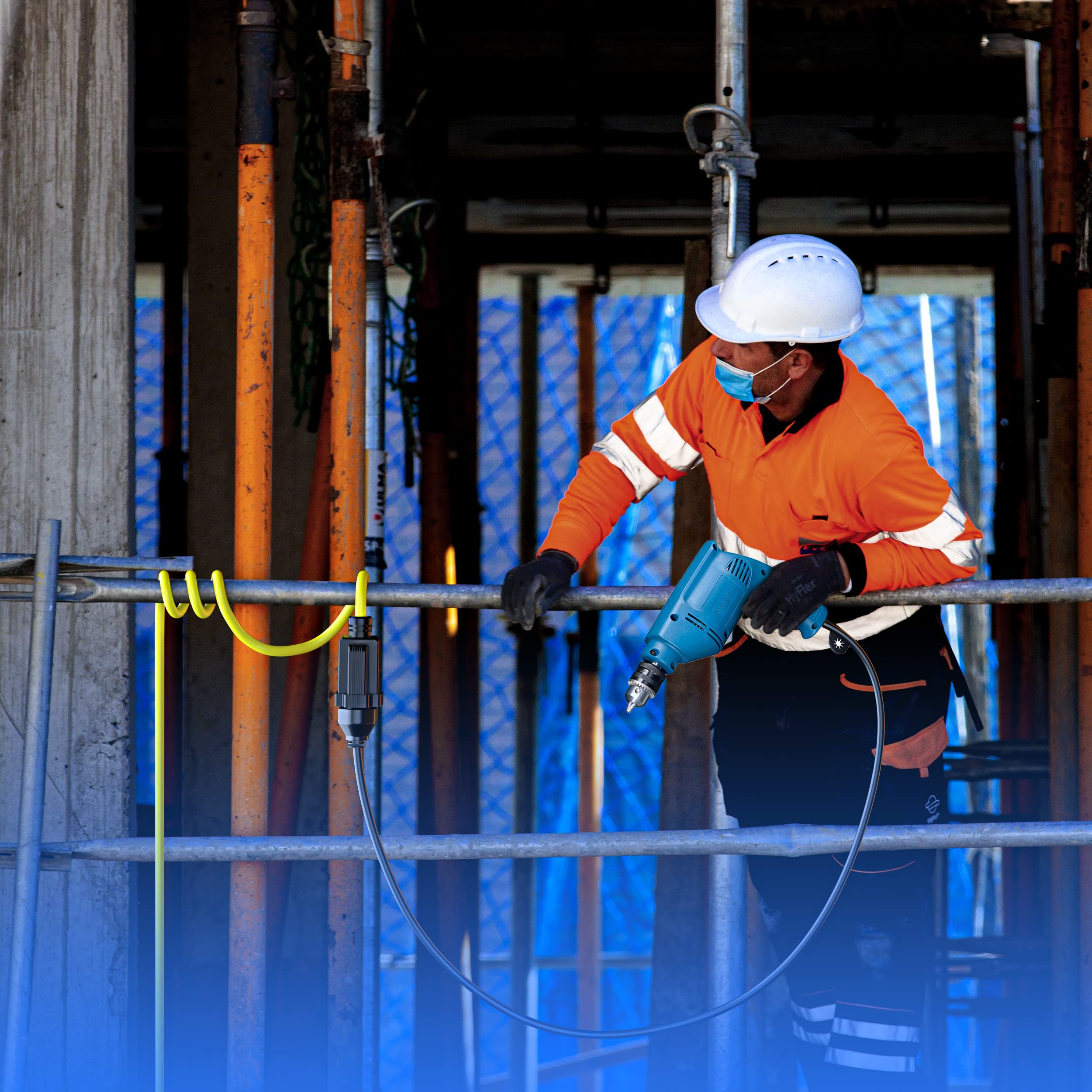 Maximm Extension Cord 10 Ft Blue Power Cords Indoor 16 Gauge Wire SJTW Heavy Duty ETL Listed (10Ft, Blue)