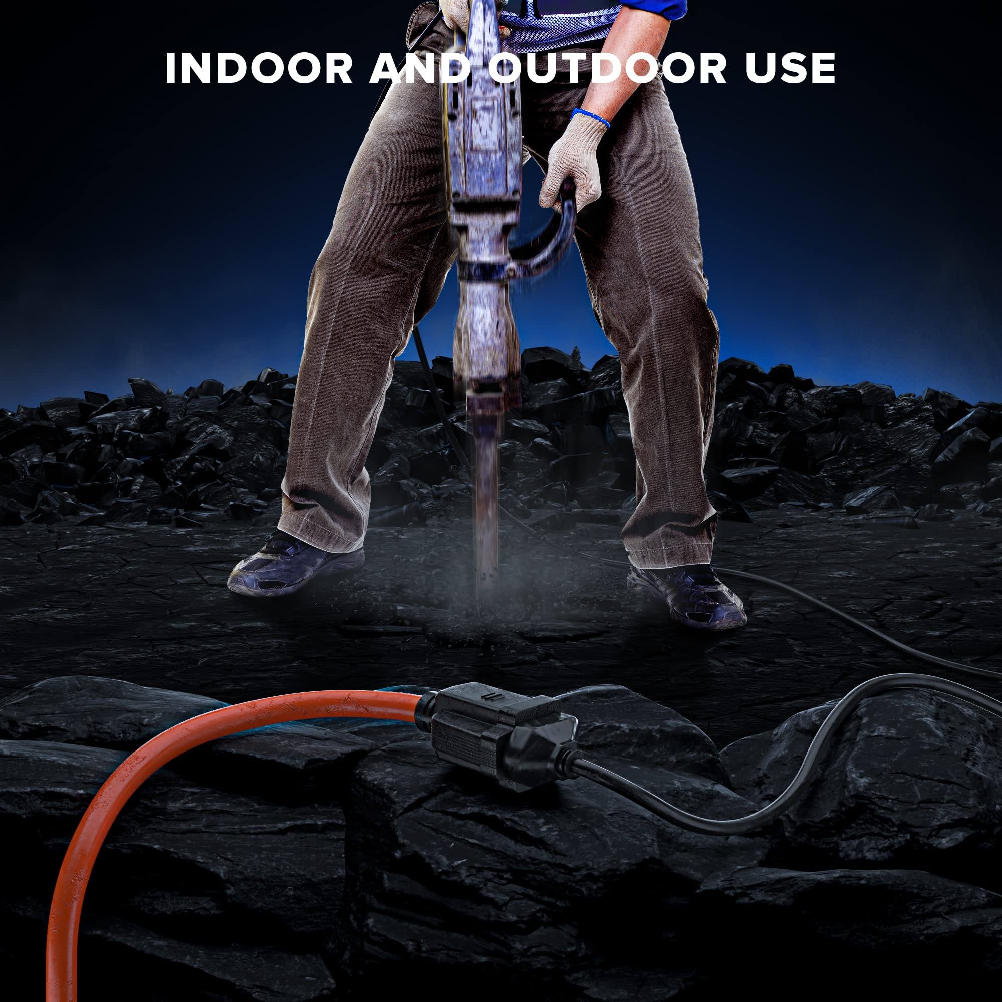 Maximm Extension Cord 10 Ft Blue Power Cords Indoor 16 Gauge Wire SJTW Heavy Duty ETL Listed (10Ft, Blue)