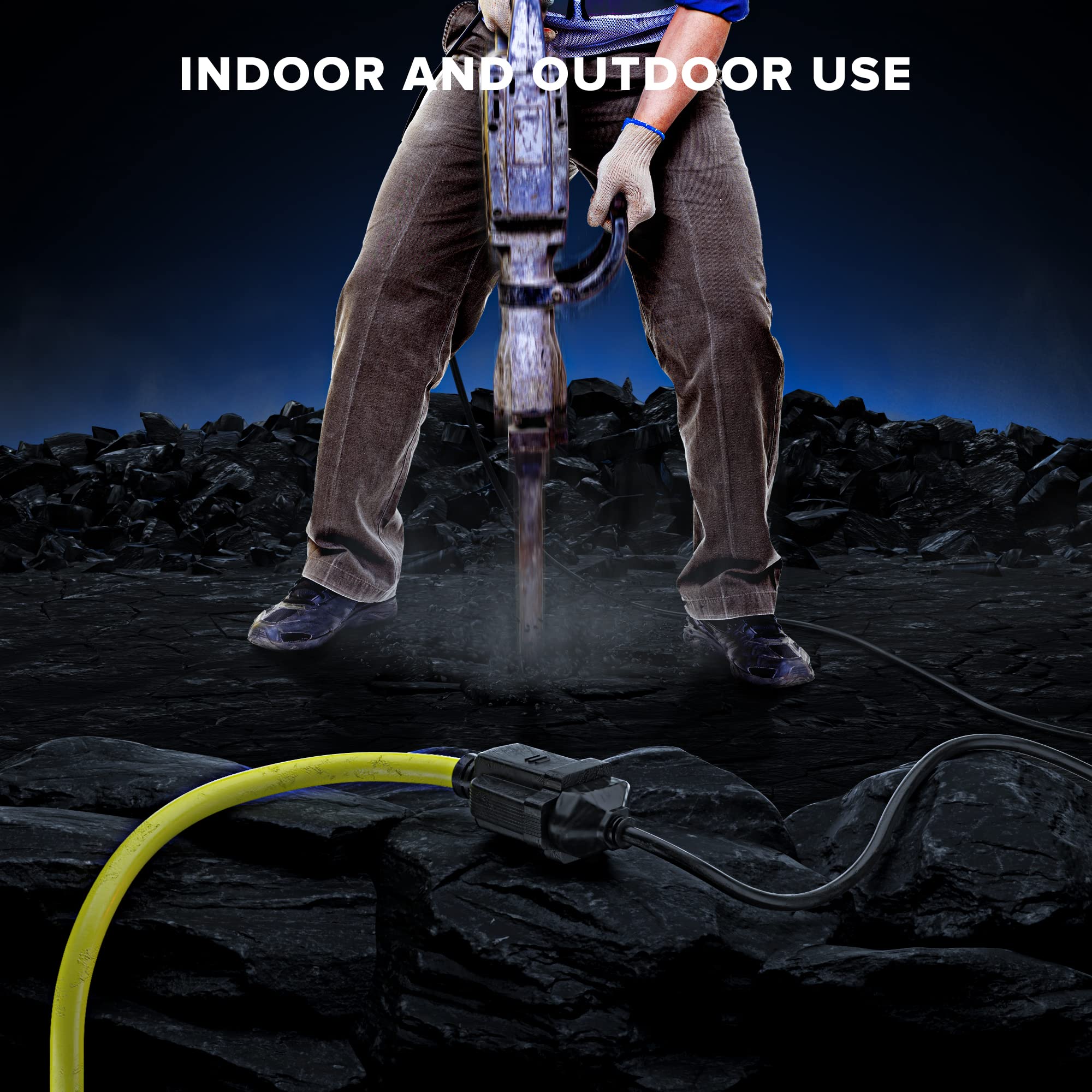 Maximm Extension Cord 10 Ft Blue Power Cords Indoor 16 Gauge Wire SJTW Heavy Duty ETL Listed (10Ft, Blue)